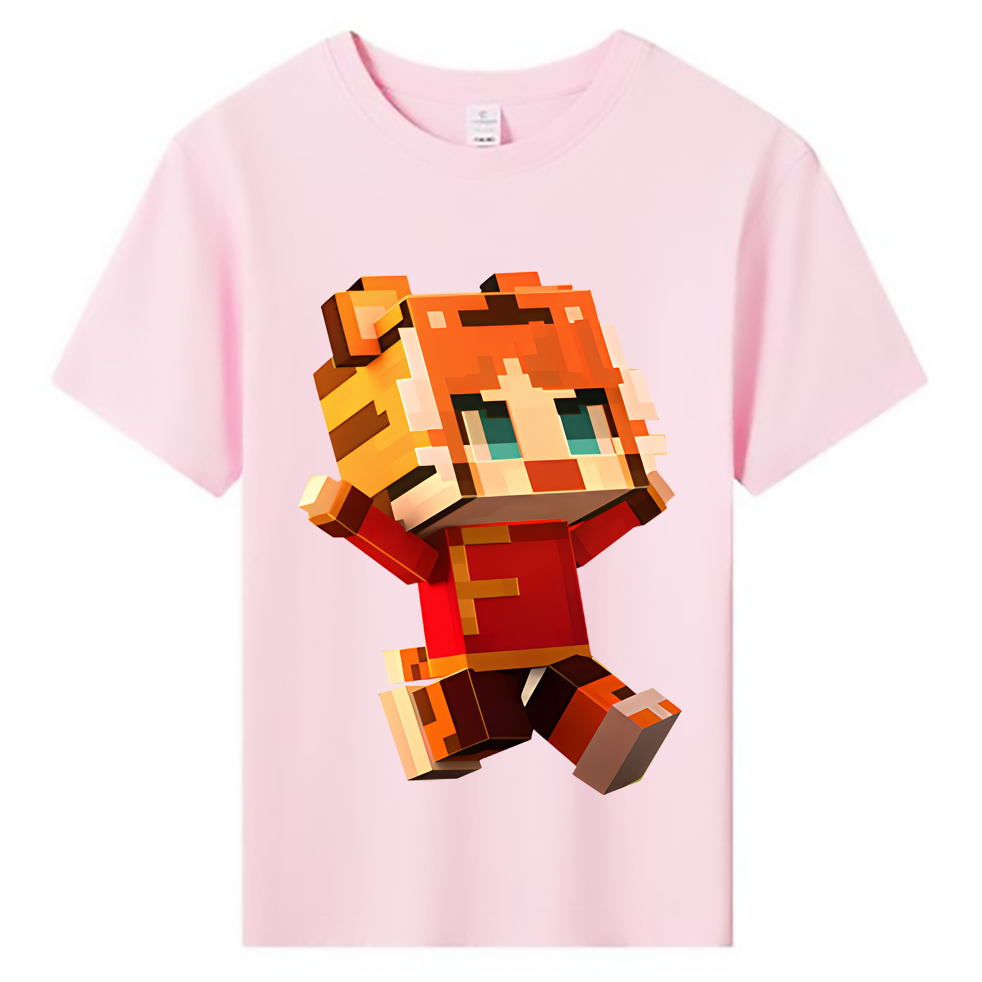 （画像用） マインクラフト ブロックの世界 Minecraft MC Block world 綿100％キッズTシャツ（フロントプリント）