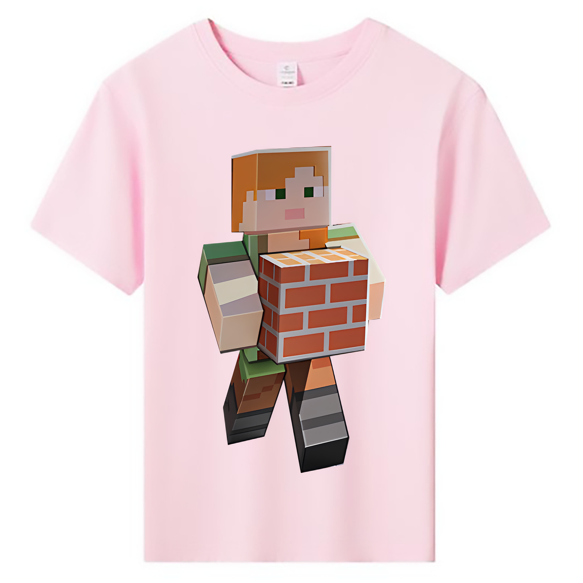 （画像用） マインクラフト ブロックの世界 Minecraft MC Block world 綿100％キッズTシャツ（フロントプリント）