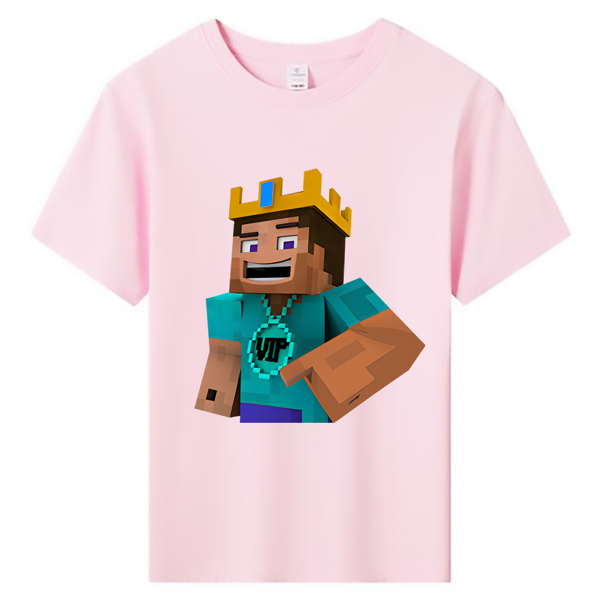 （画像用） マインクラフト ブロックの世界 Minecraft MC Block world 綿100％キッズTシャツ（フロントプリント）
