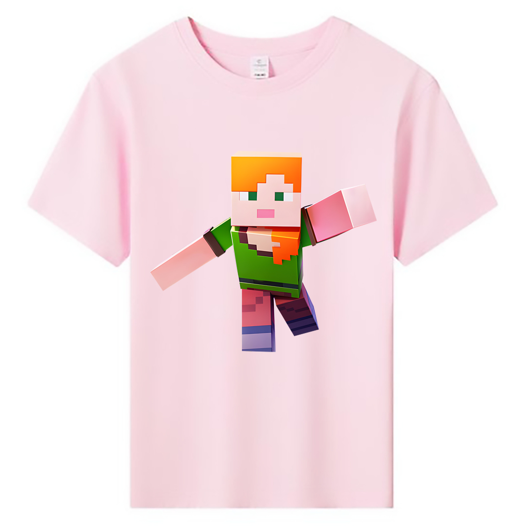 （画像用） マインクラフト ブロックの世界 Minecraft MC Block world 綿100％キッズTシャツ（フロントプリント）
