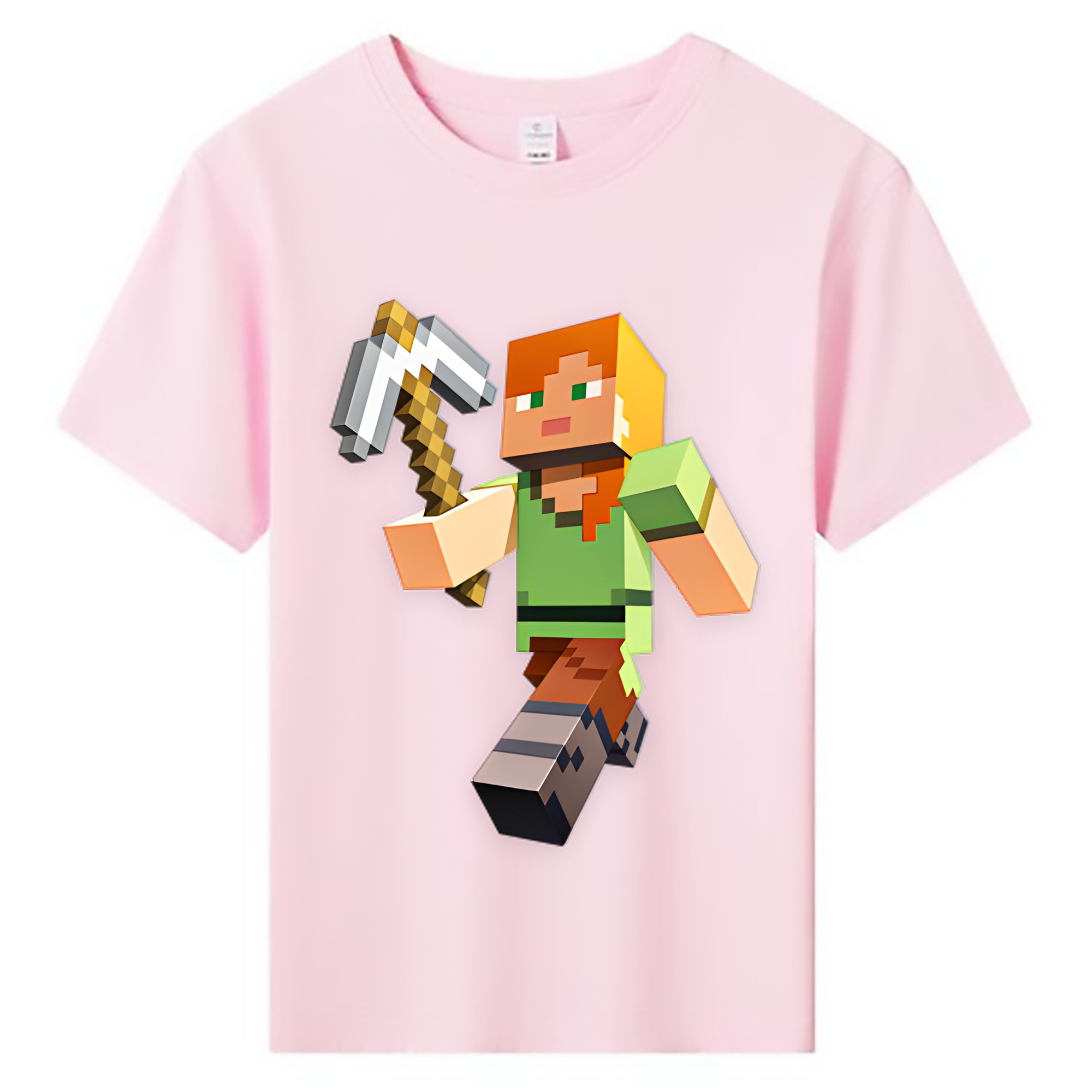（画像用） マインクラフト ブロックの世界 Minecraft MC Block world 綿100％キッズTシャツ（フロントプリント）
