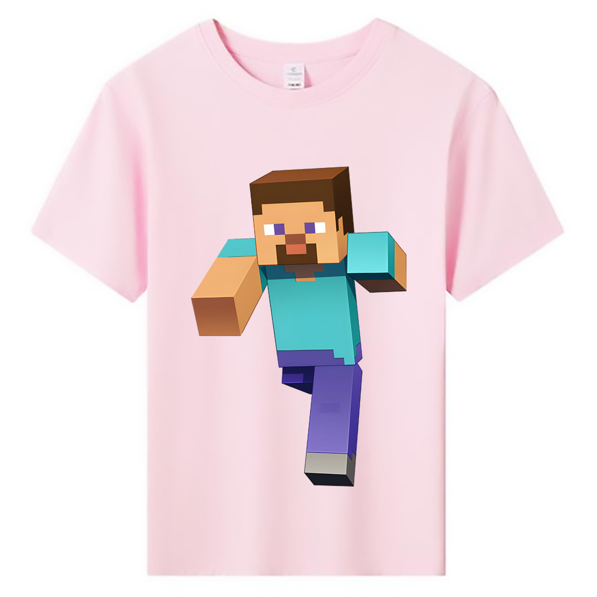 （画像用） マインクラフト ブロックの世界 Minecraft MC Block world 綿100％キッズTシャツ（フロントプリント）