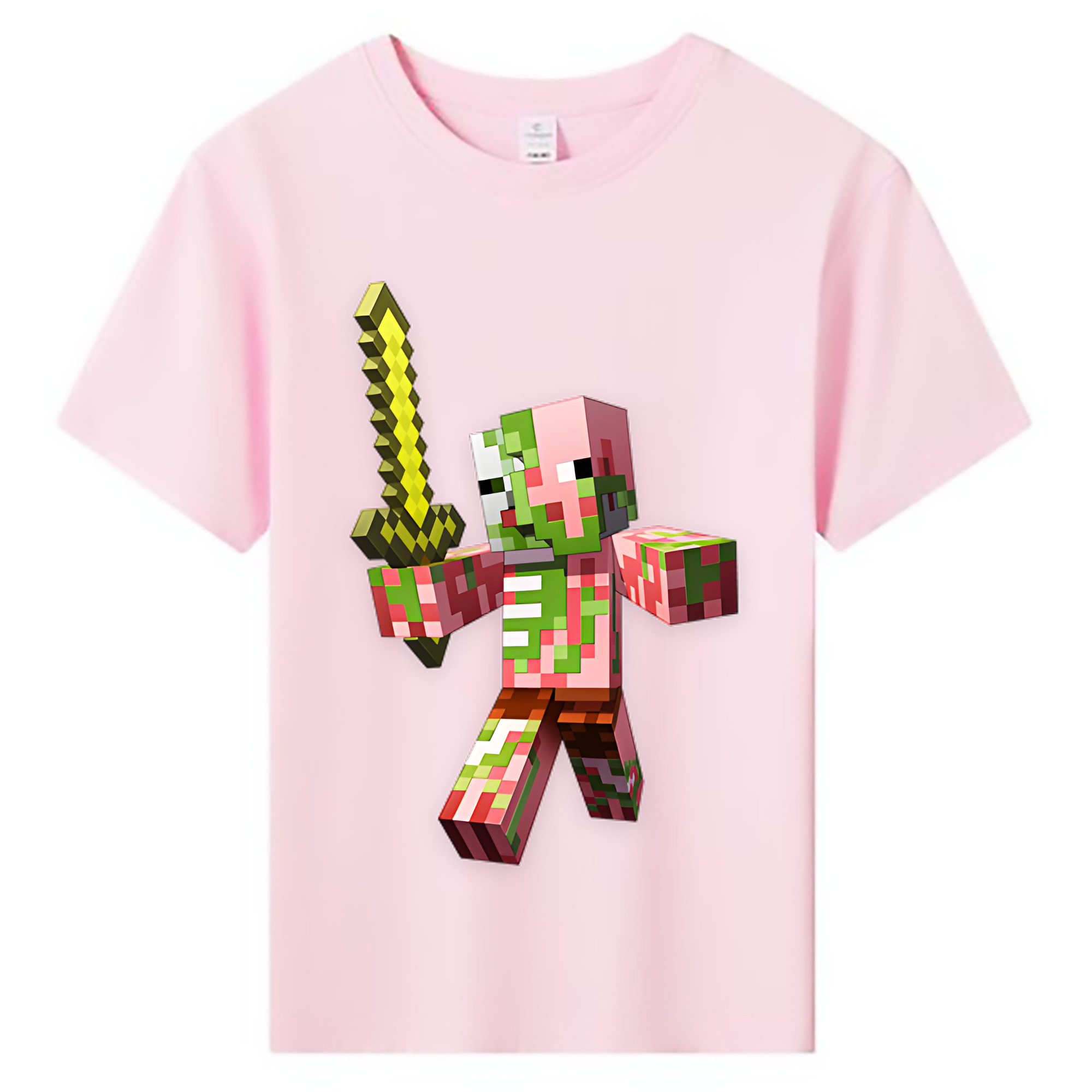 （画像用） マインクラフト ブロックの世界 Minecraft MC Block world 綿100％キッズTシャツ（フロントプリント）