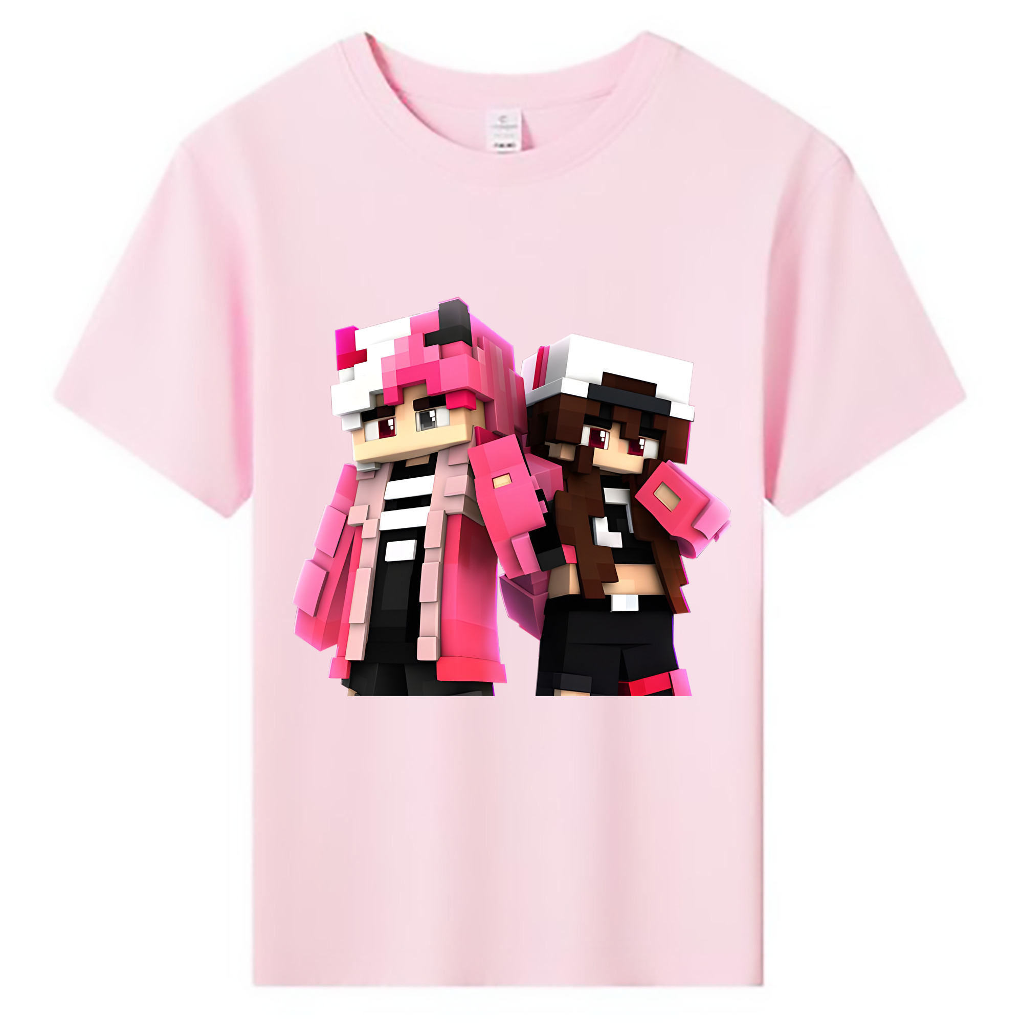 （画像用） マインクラフト ブロックの世界 Minecraft MC Block world 綿100％キッズTシャツ（フロントプリント）