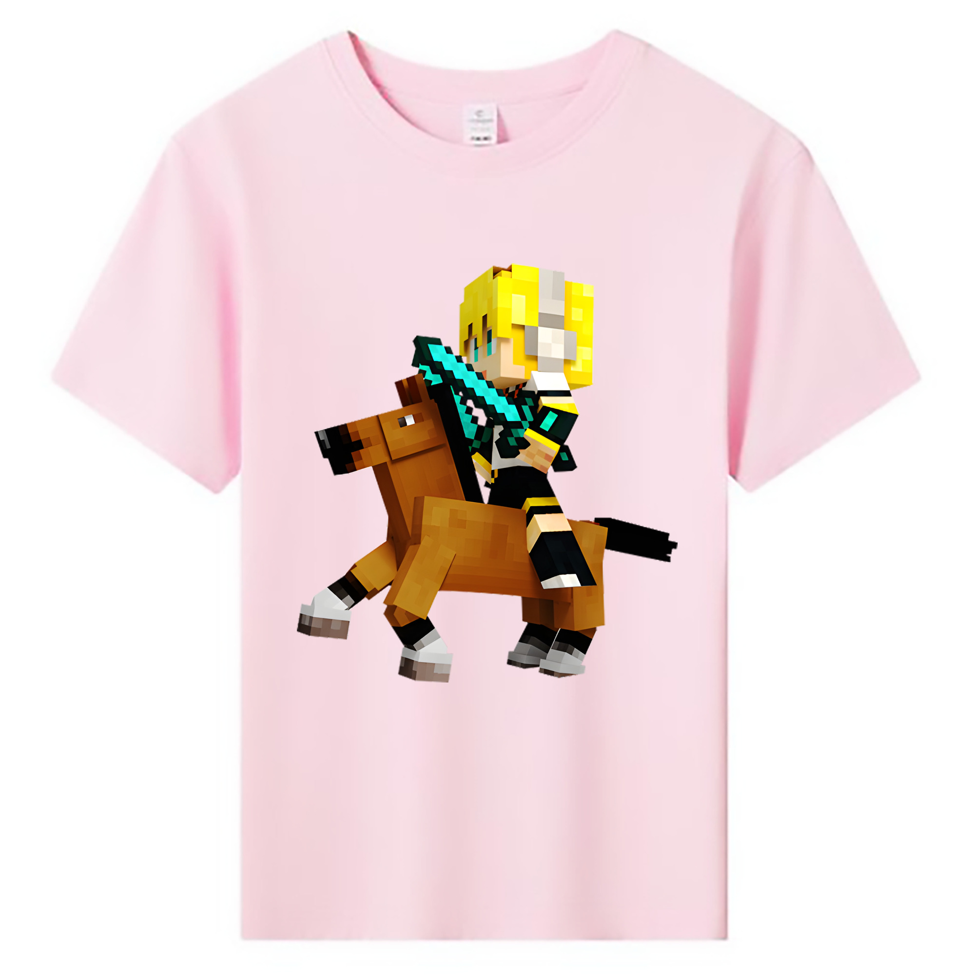 （画像用） マインクラフト ブロックの世界 Minecraft MC Block world 綿100％キッズTシャツ（フロントプリント）