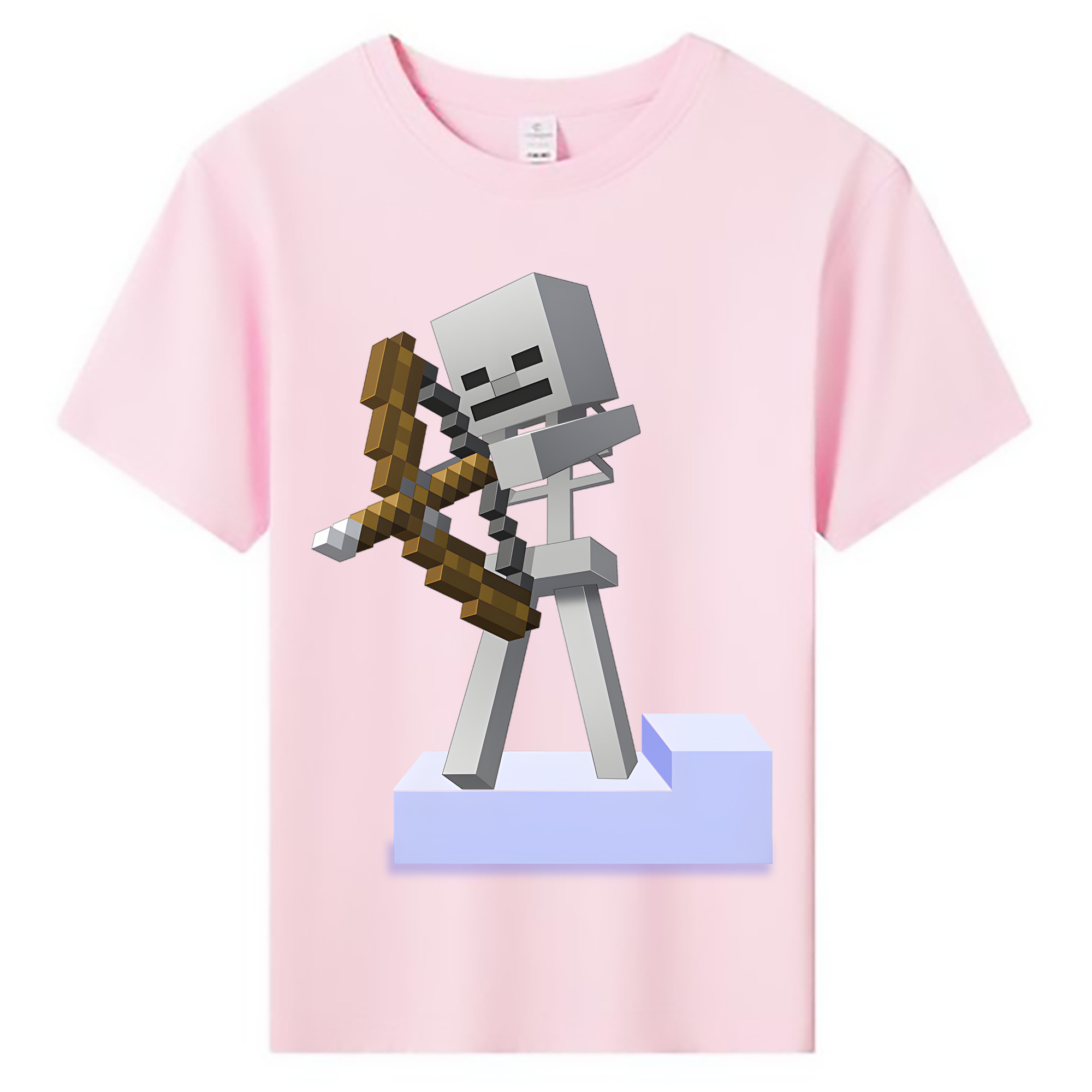 （画像用） マインクラフト ブロックの世界 Minecraft MC Block world 綿100％キッズTシャツ（フロントプリント）