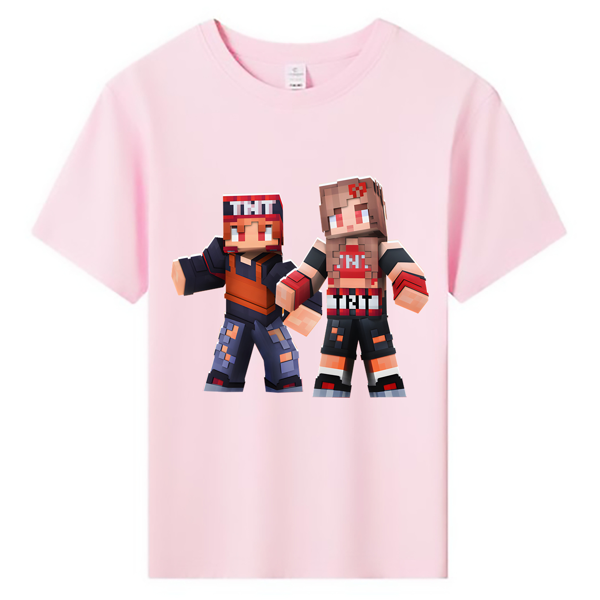 （画像用） マインクラフト ブロックの世界 Minecraft MC Block world 綿100％キッズTシャツ（フロントプリント）
