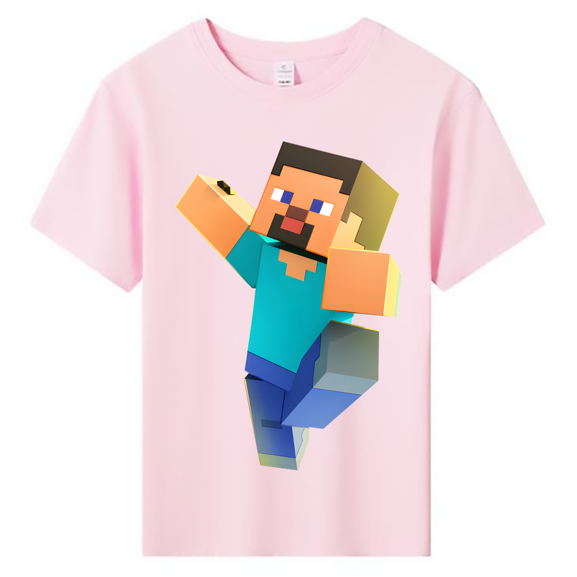 （画像用） マインクラフト ブロックの世界 Minecraft MC Block world 綿100％キッズTシャツ（フロントプリント）