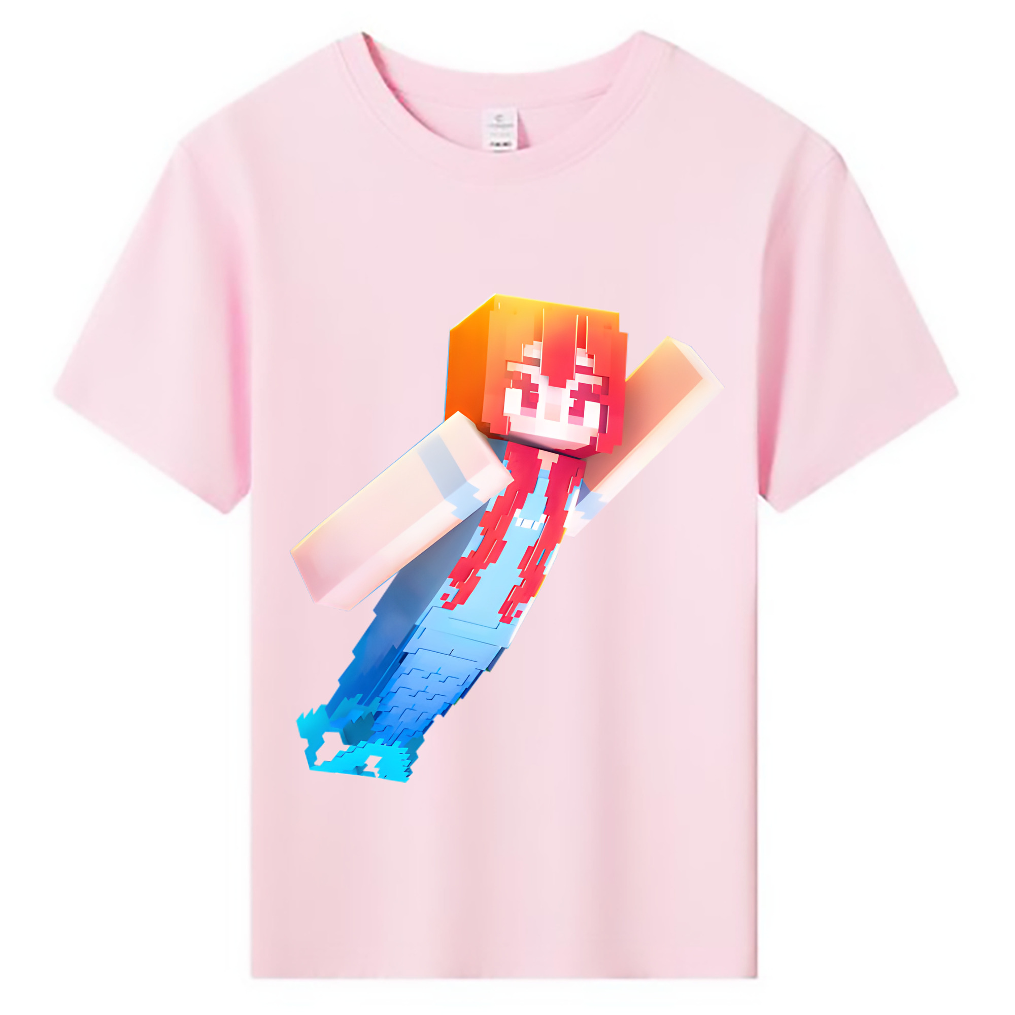 （画像用） マインクラフト ブロックの世界 Minecraft MC Block world 綿100％キッズTシャツ（フロントプリント）