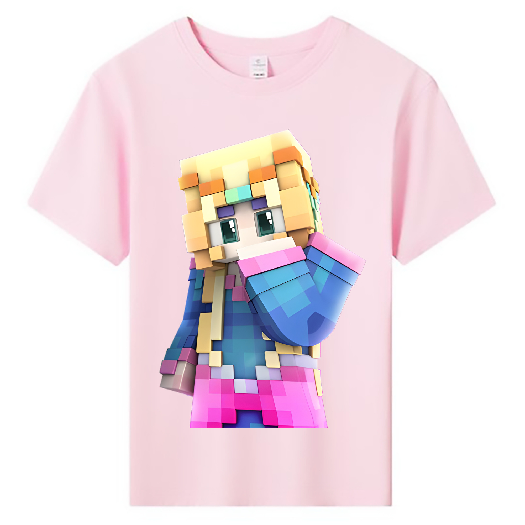 （画像用） マインクラフト ブロックの世界 Minecraft MC Block world 綿100％キッズTシャツ（フロントプリント）