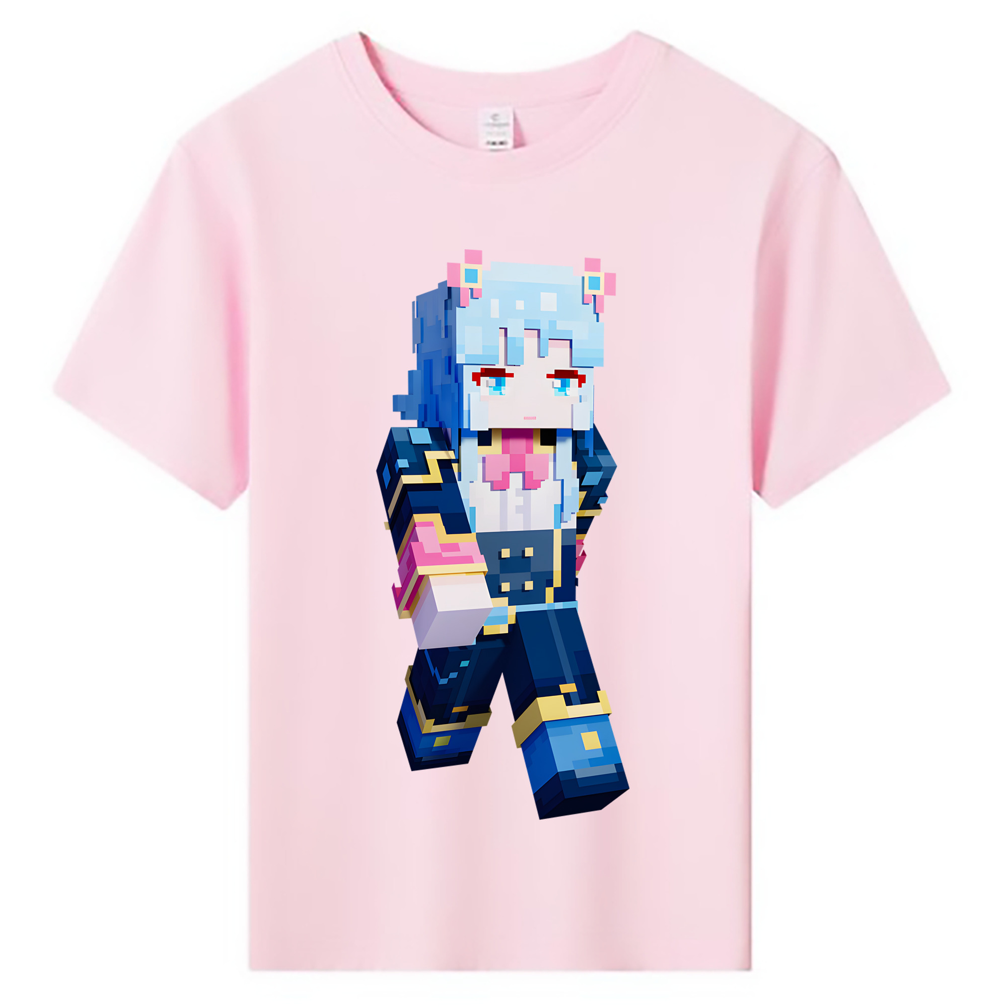（画像用） マインクラフト ブロックの世界 Minecraft MC Block world 綿100％キッズTシャツ（フロントプリント）