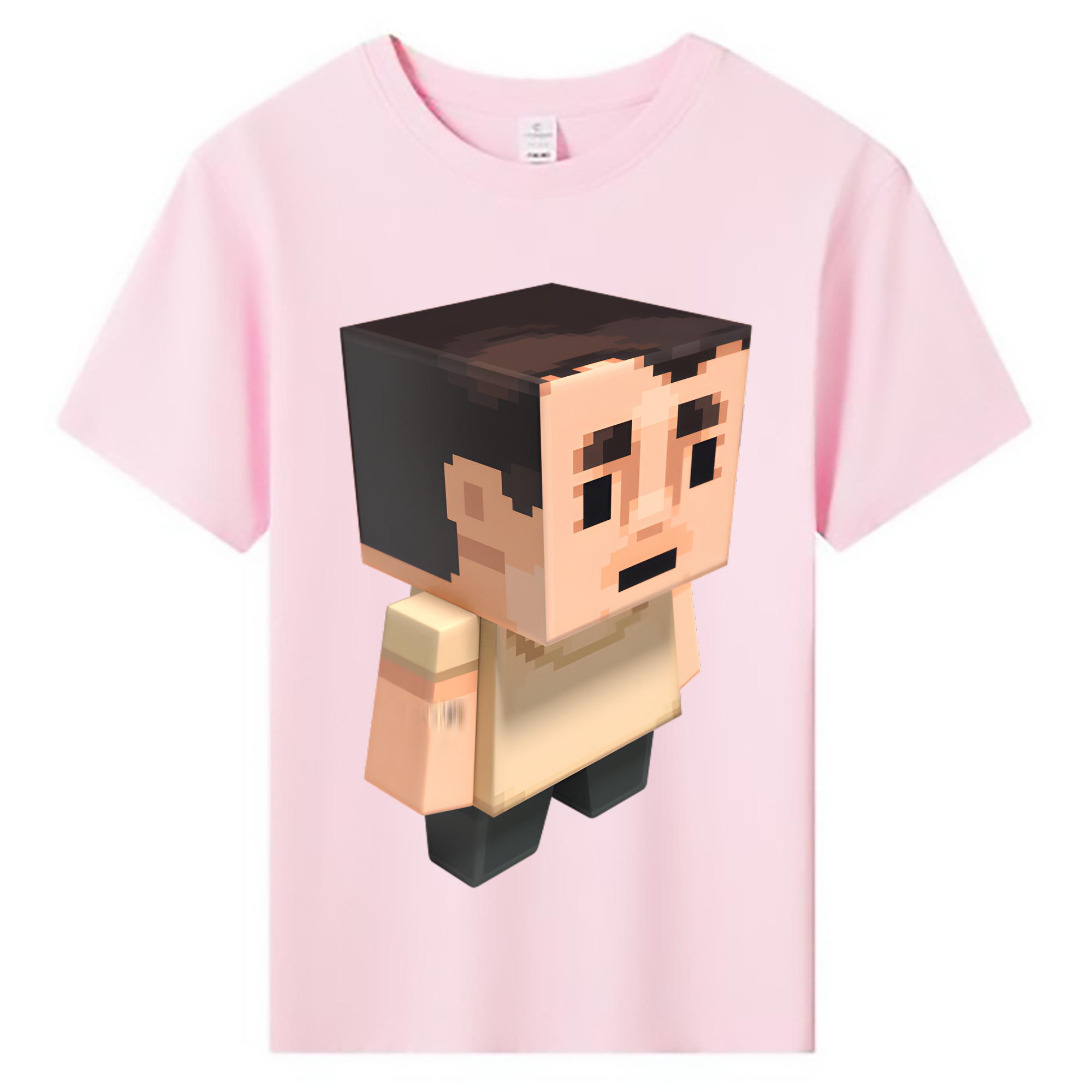 （画像用） マインクラフト ブロックの世界 Minecraft MC Block world 綿100％キッズTシャツ（フロントプリント）