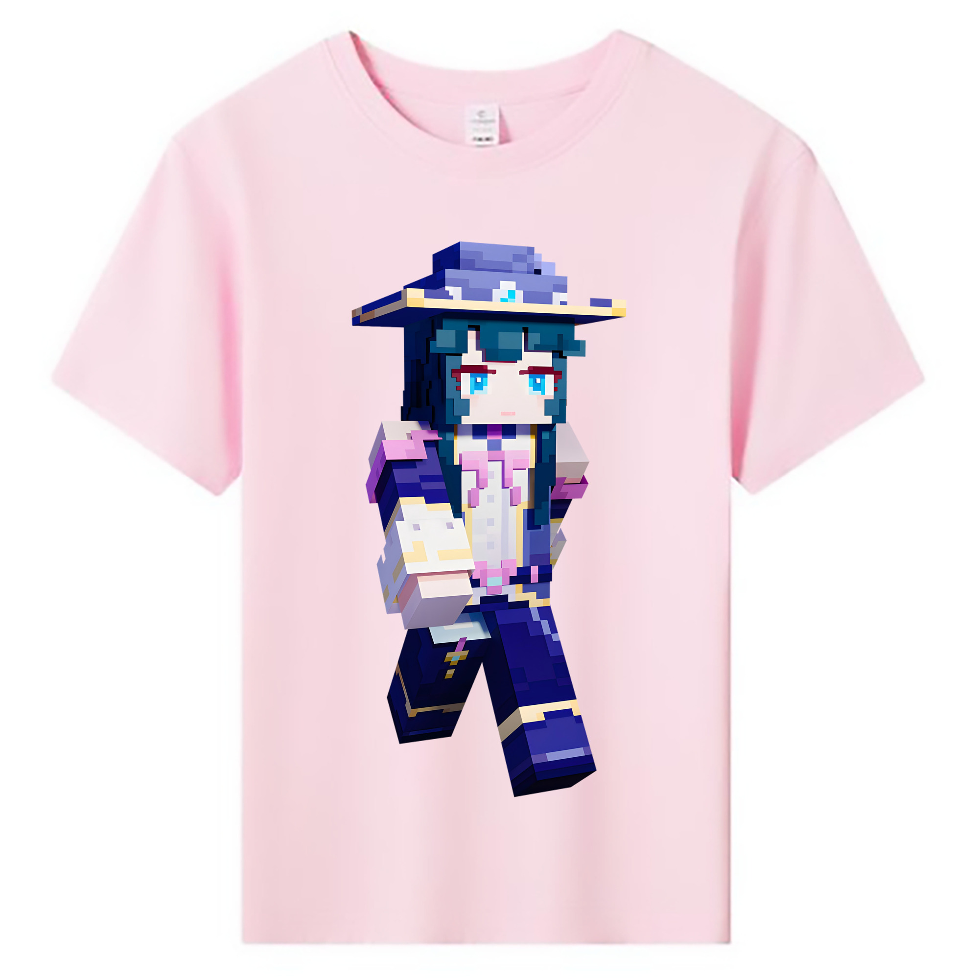 （画像用） マインクラフト ブロックの世界 Minecraft MC Block world 綿100％キッズTシャツ（フロントプリント）