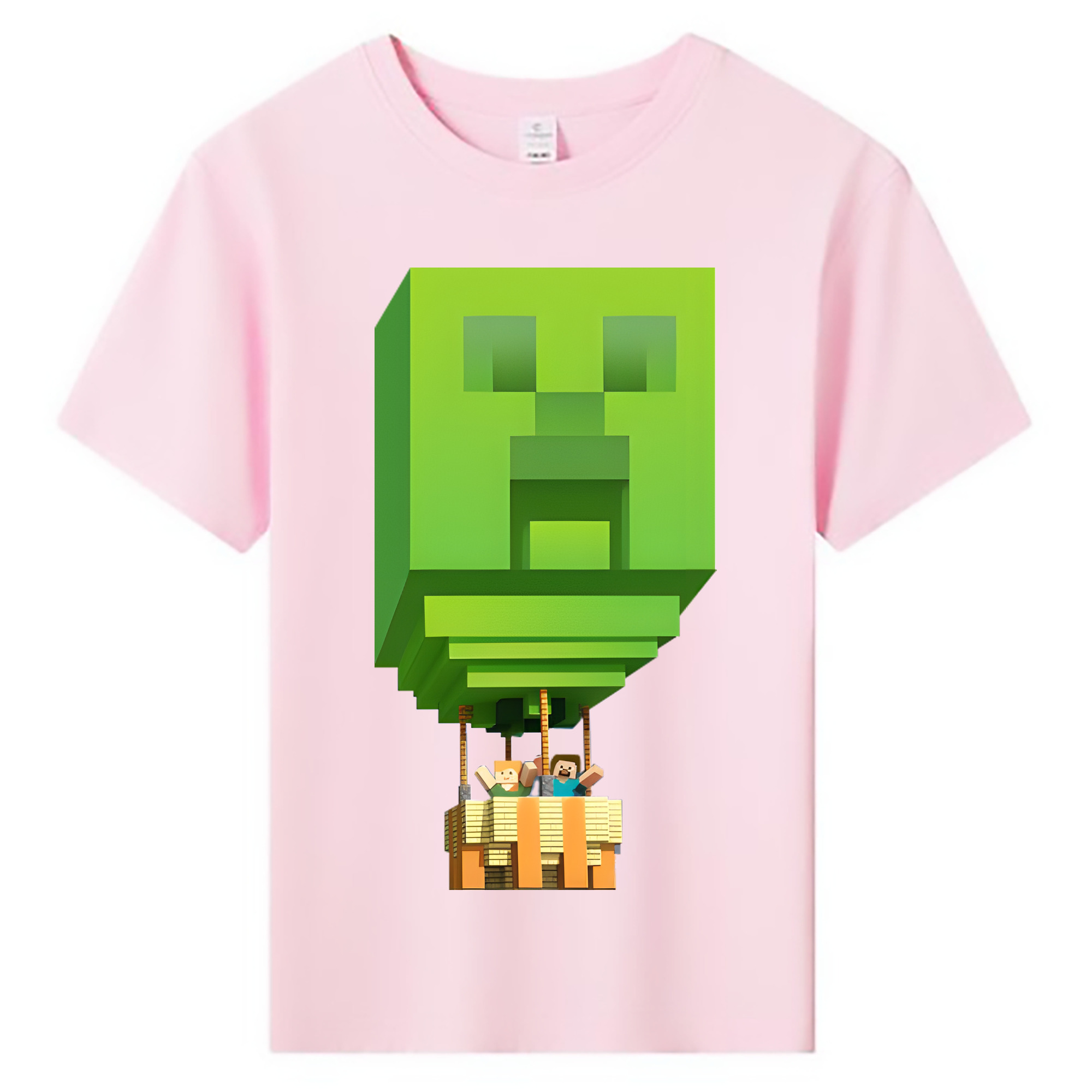 （画像用） マインクラフト ブロックの世界 Minecraft MC Block world 綿100％キッズTシャツ（フロントプリント）