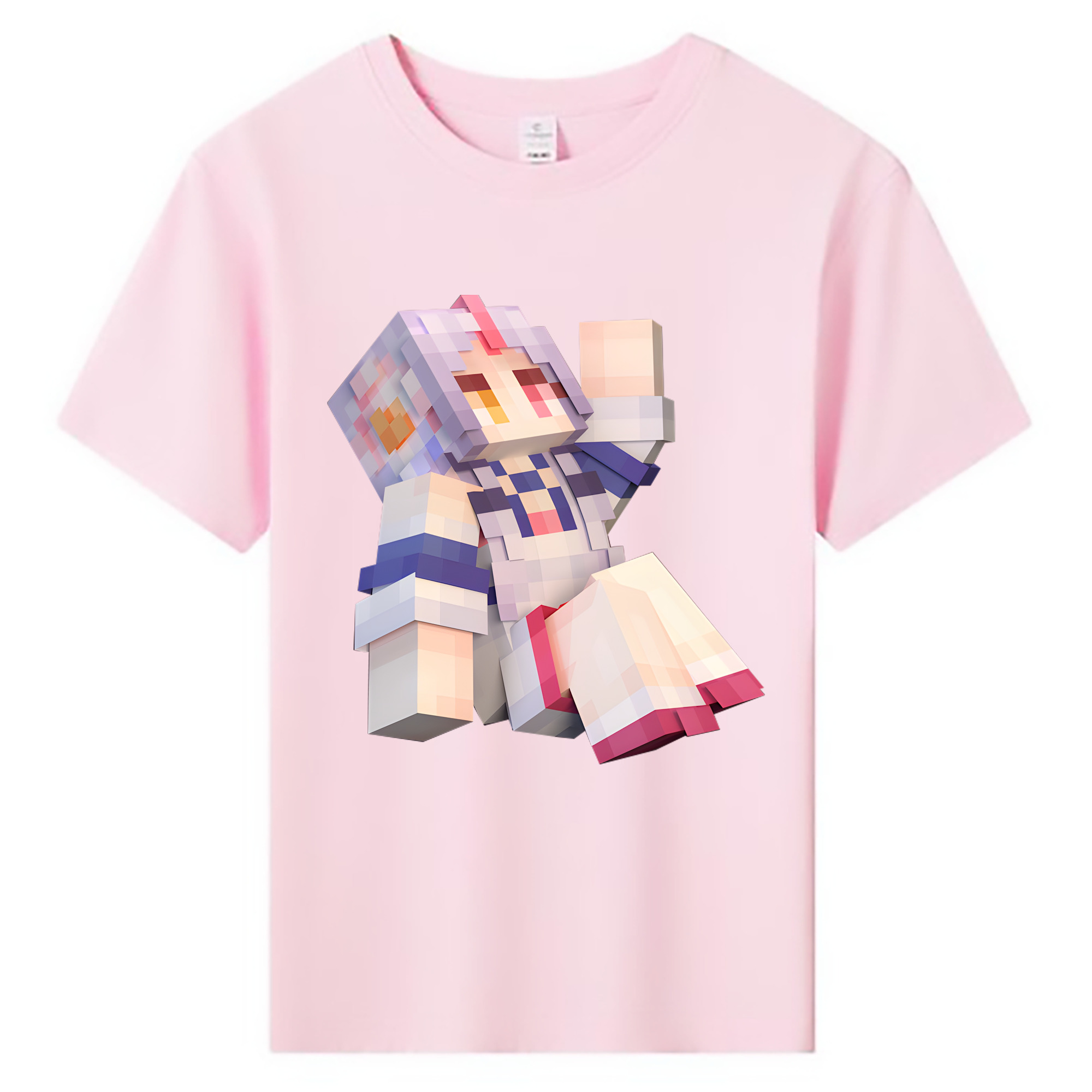 （画像用） マインクラフト ブロックの世界 Minecraft MC Block world 綿100％キッズTシャツ（フロントプリント）