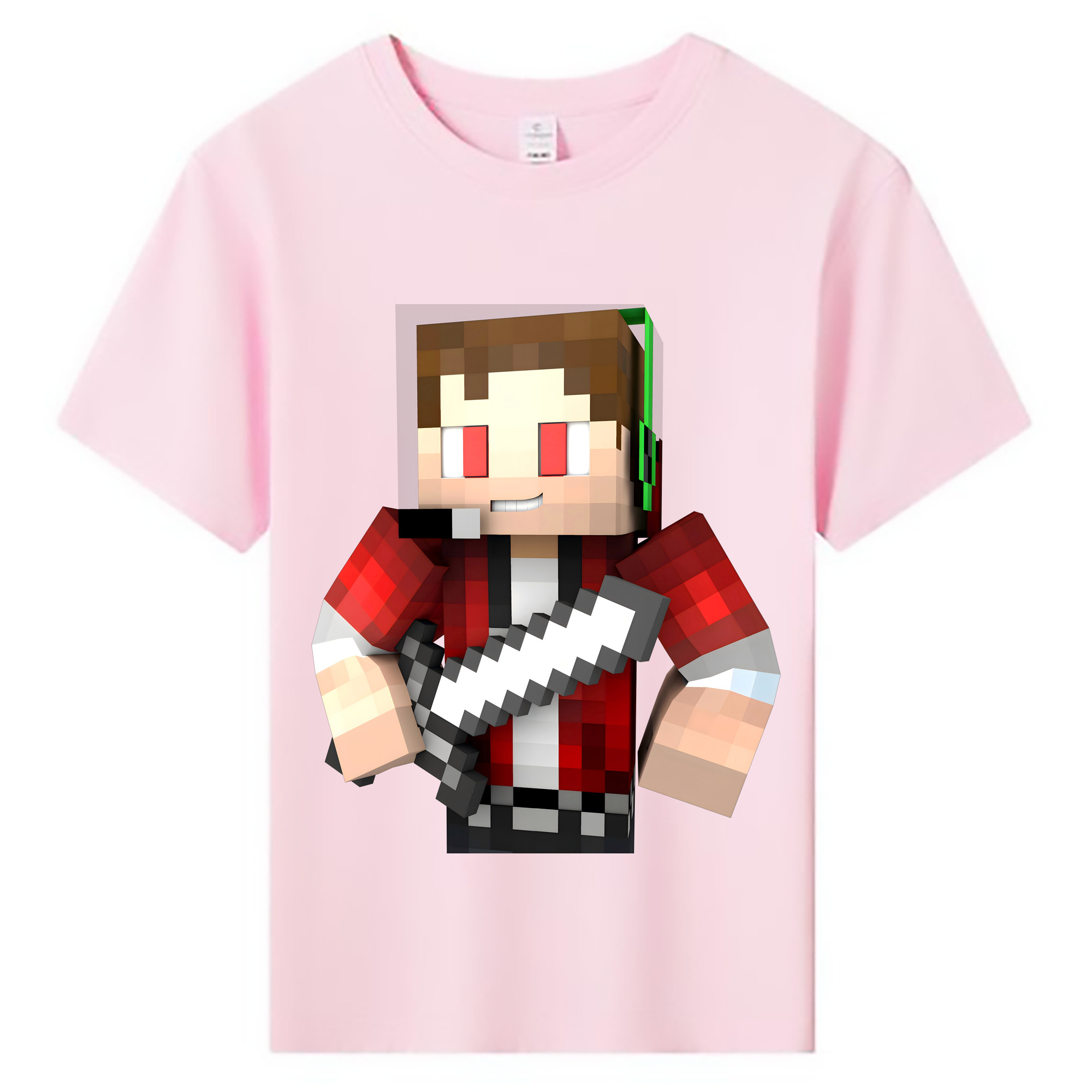 （画像用） マインクラフト ブロックの世界 Minecraft MC Block world 綿100％キッズTシャツ（フロントプリント）