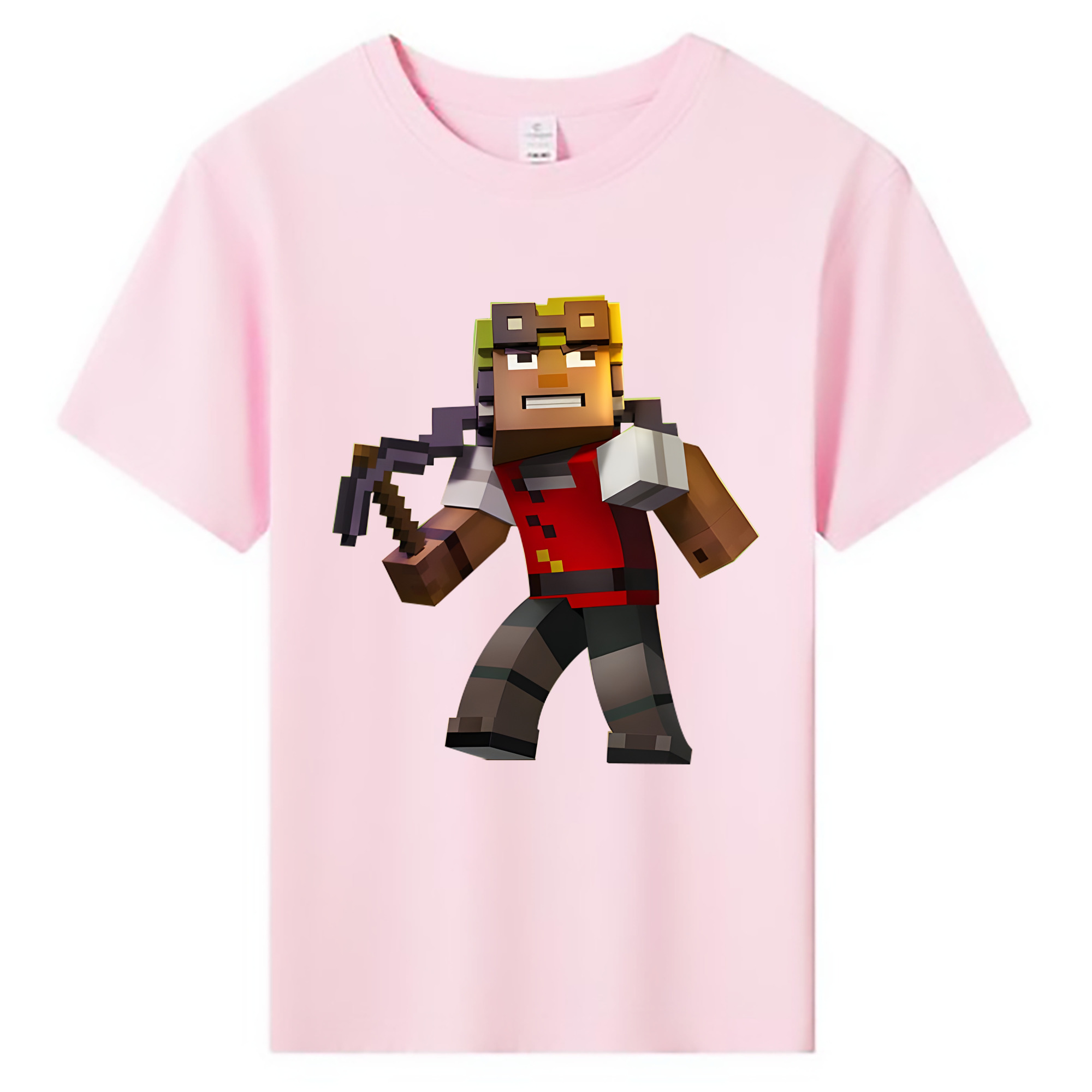 （画像用） マインクラフト ブロックの世界 Minecraft MC Block world 綿100％キッズTシャツ（フロントプリント）