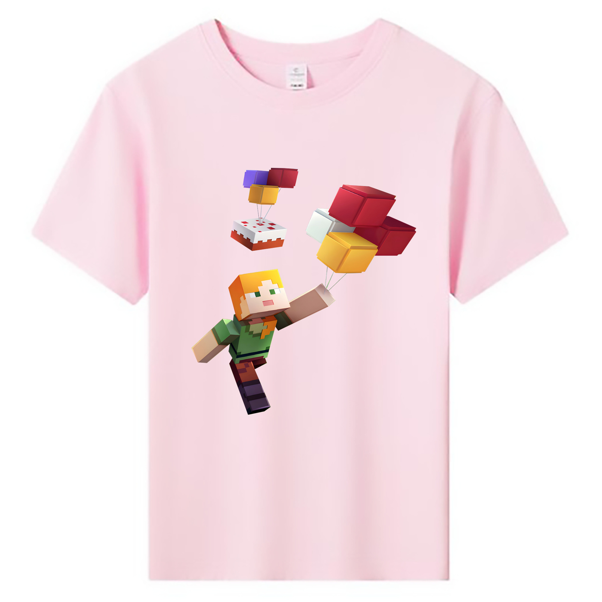 （画像用） マインクラフト ブロックの世界 Minecraft MC Block world 綿100％キッズTシャツ（フロントプリント）