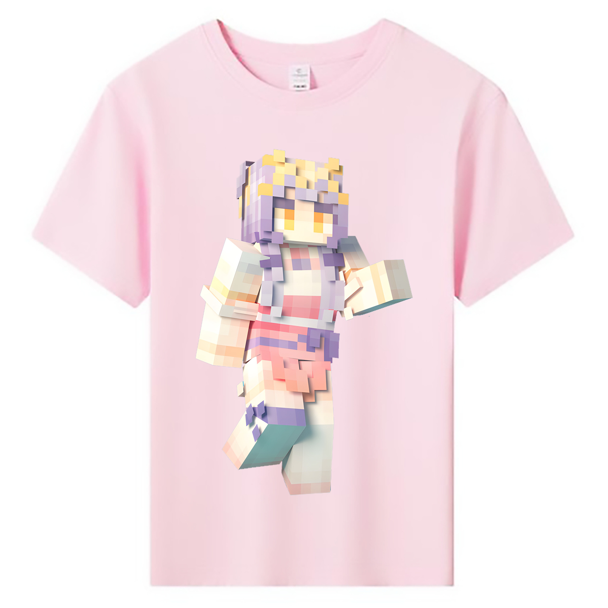 （画像用） マインクラフト ブロックの世界 Minecraft MC Block world 綿100％キッズTシャツ（フロントプリント）