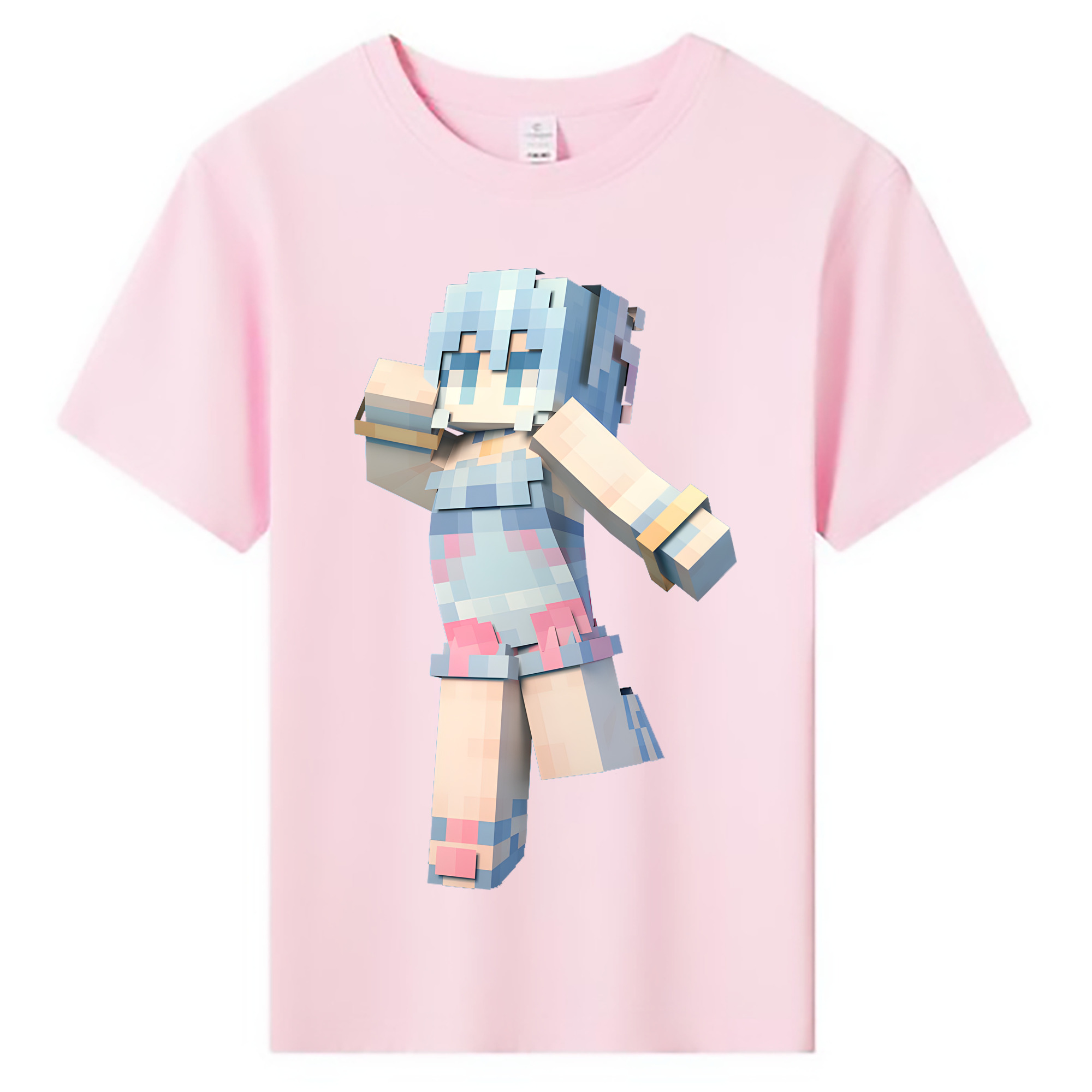 （画像用） マインクラフト ブロックの世界 Minecraft MC Block world 綿100％キッズTシャツ（フロントプリント）