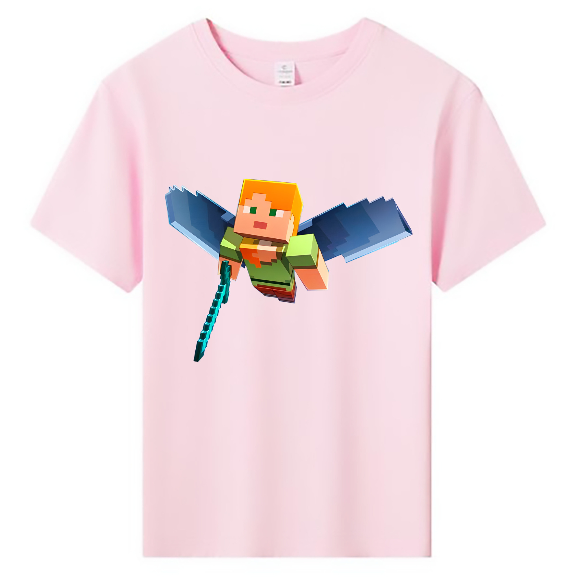 （画像用） マインクラフト ブロックの世界 Minecraft MC Block world 綿100％キッズTシャツ（フロントプリント）