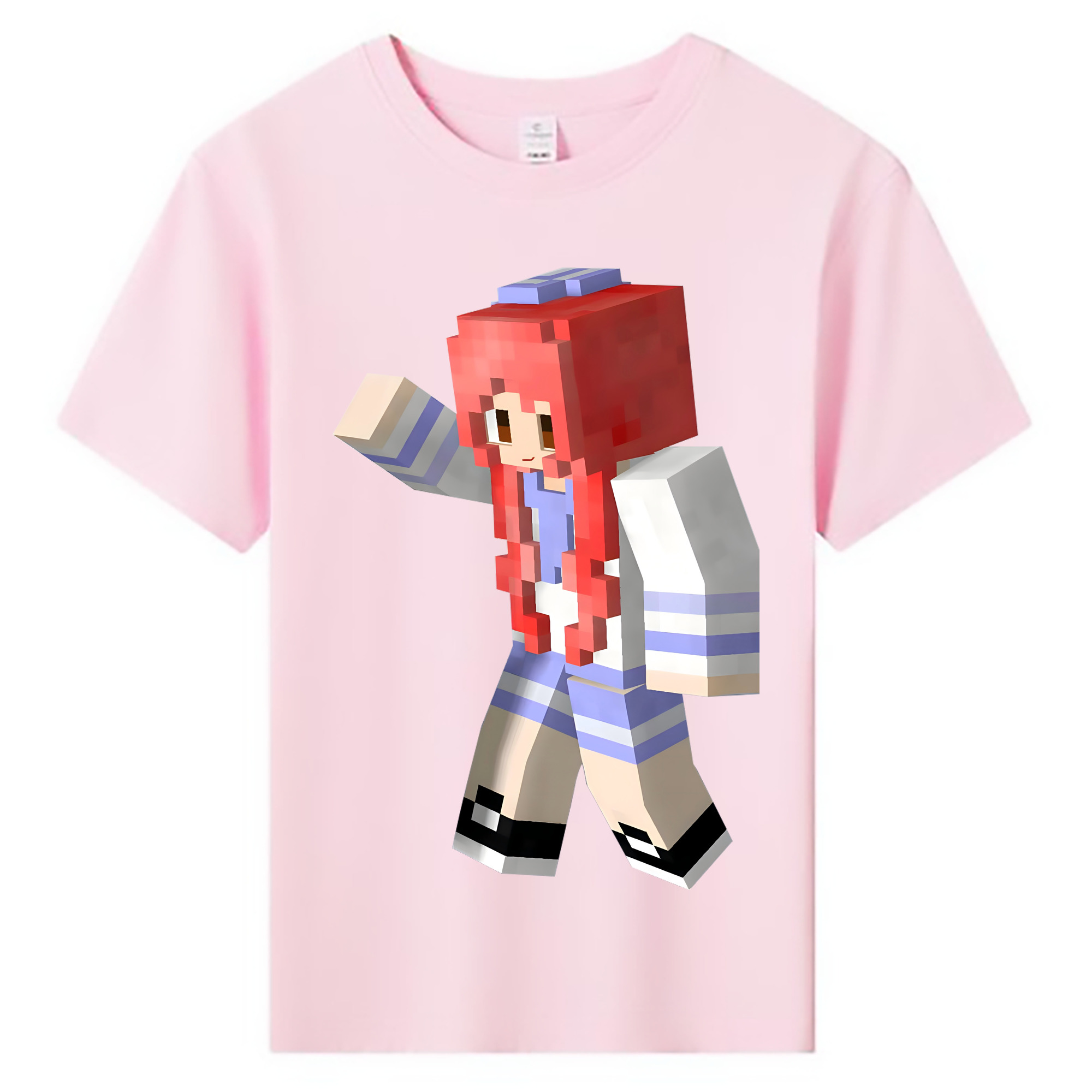 （画像用） マインクラフト ブロックの世界 Minecraft MC Block world 綿100％キッズTシャツ（フロントプリント）