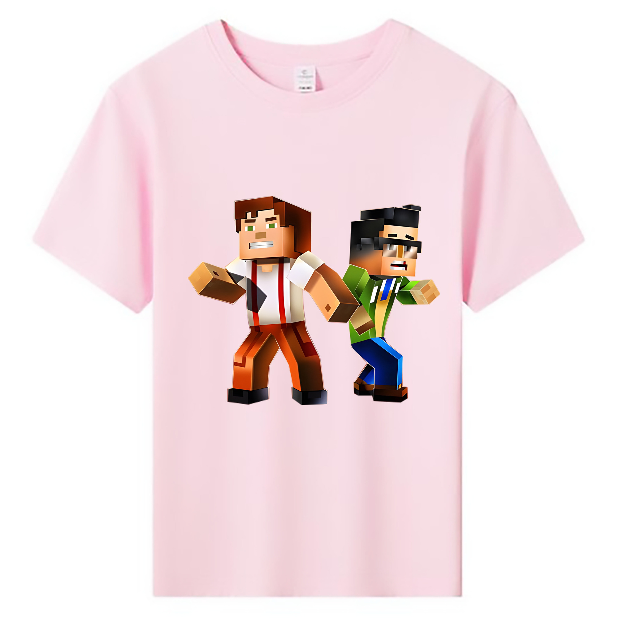 （画像用） マインクラフト ブロックの世界 Minecraft MC Block world 綿100％キッズTシャツ（フロントプリント）