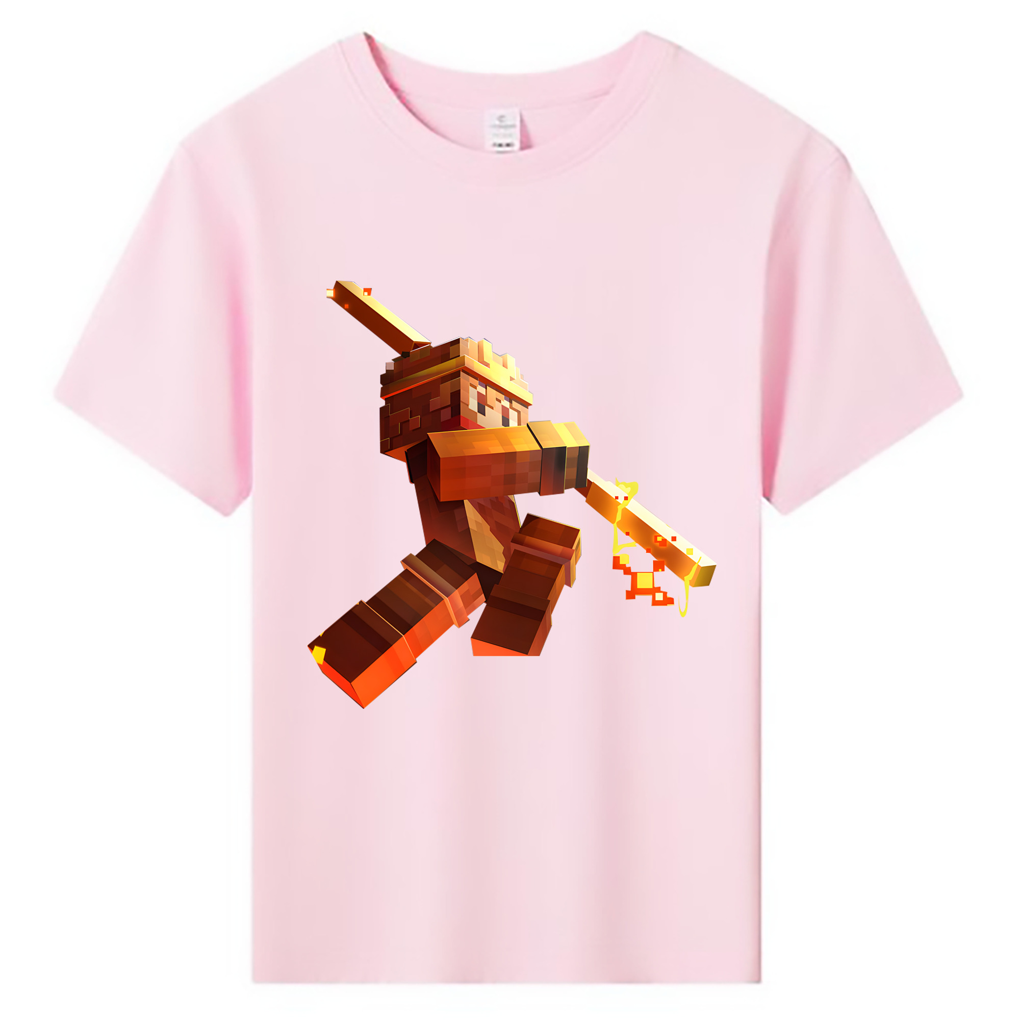 （画像用） マインクラフト ブロックの世界 Minecraft MC Block world 綿100％キッズTシャツ（フロントプリント）