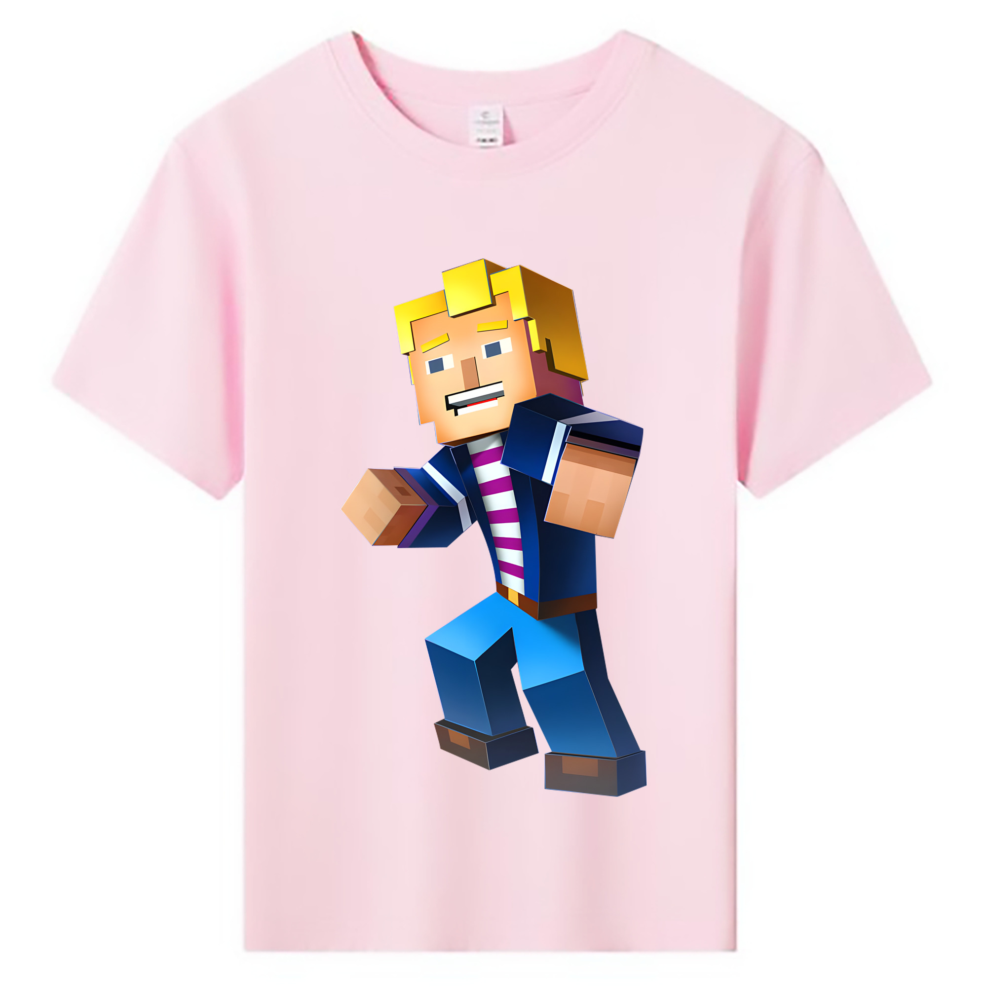 （画像用） マインクラフト ブロックの世界 Minecraft MC Block world 綿100％キッズTシャツ（フロントプリント）
