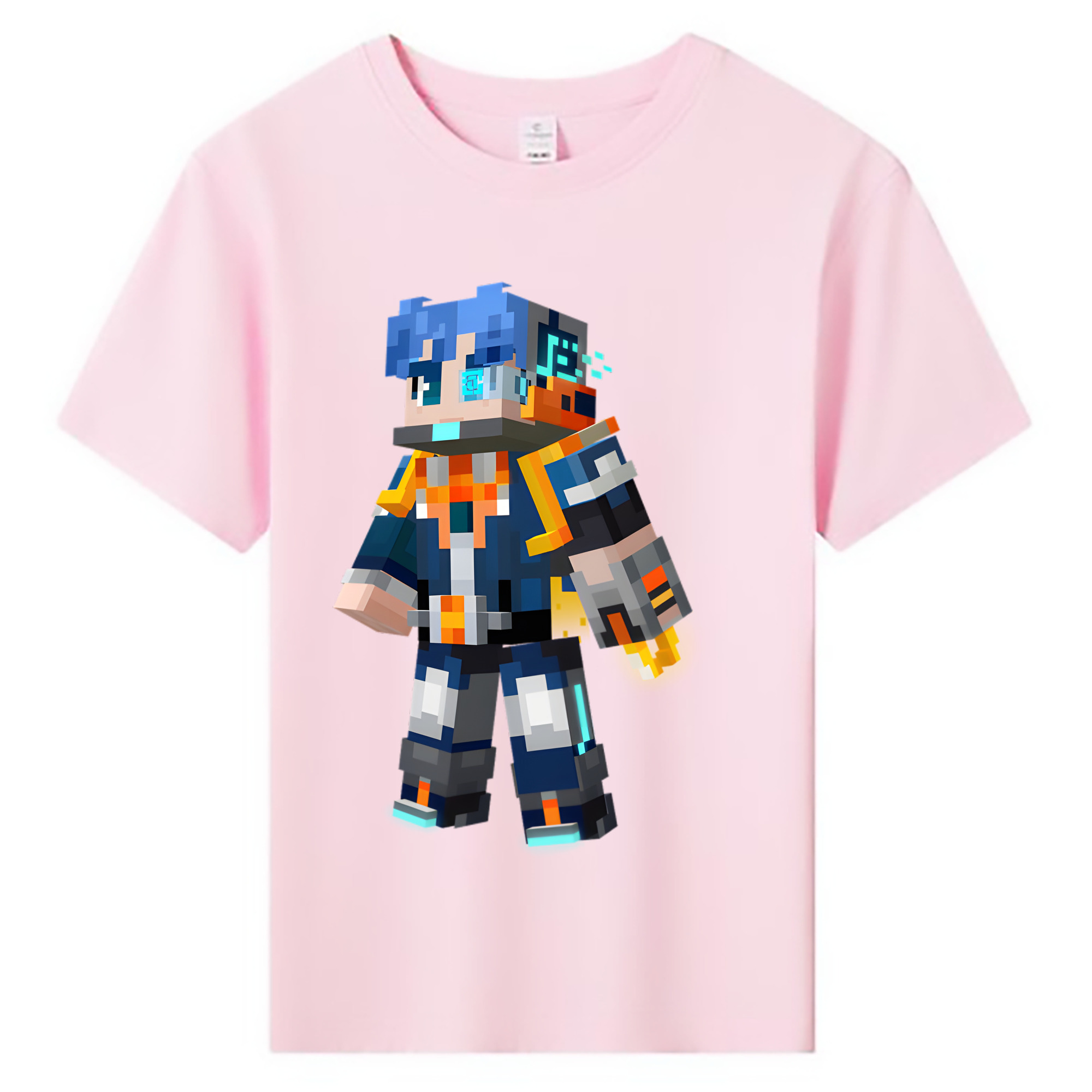 （画像用） マインクラフト ブロックの世界 Minecraft MC Block world 綿100％キッズTシャツ（フロントプリント）