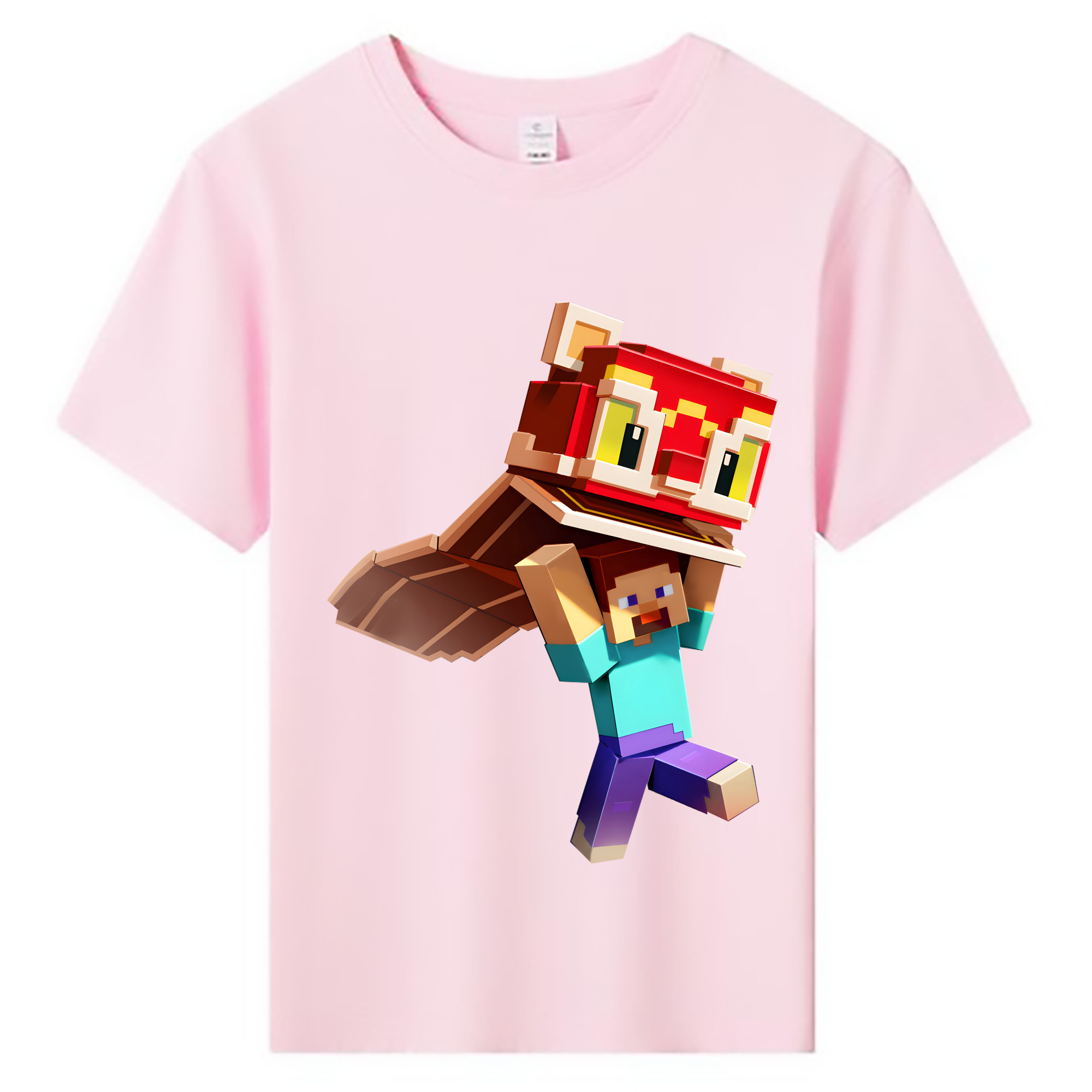 （画像用） マインクラフト ブロックの世界 Minecraft MC Block world 綿100％キッズTシャツ（フロントプリント）