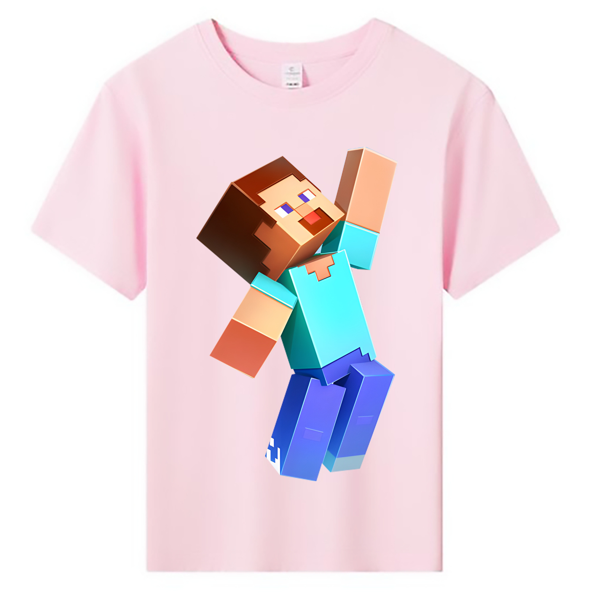 （画像用） マインクラフト ブロックの世界 Minecraft MC Block world 綿100％キッズTシャツ（フロントプリント）