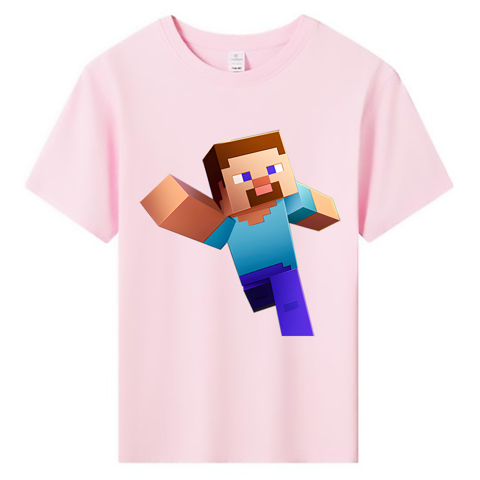 （画像用） マインクラフト ブロックの世界 Minecraft MC Block world 綿100％キッズTシャツ（フロントプリント）