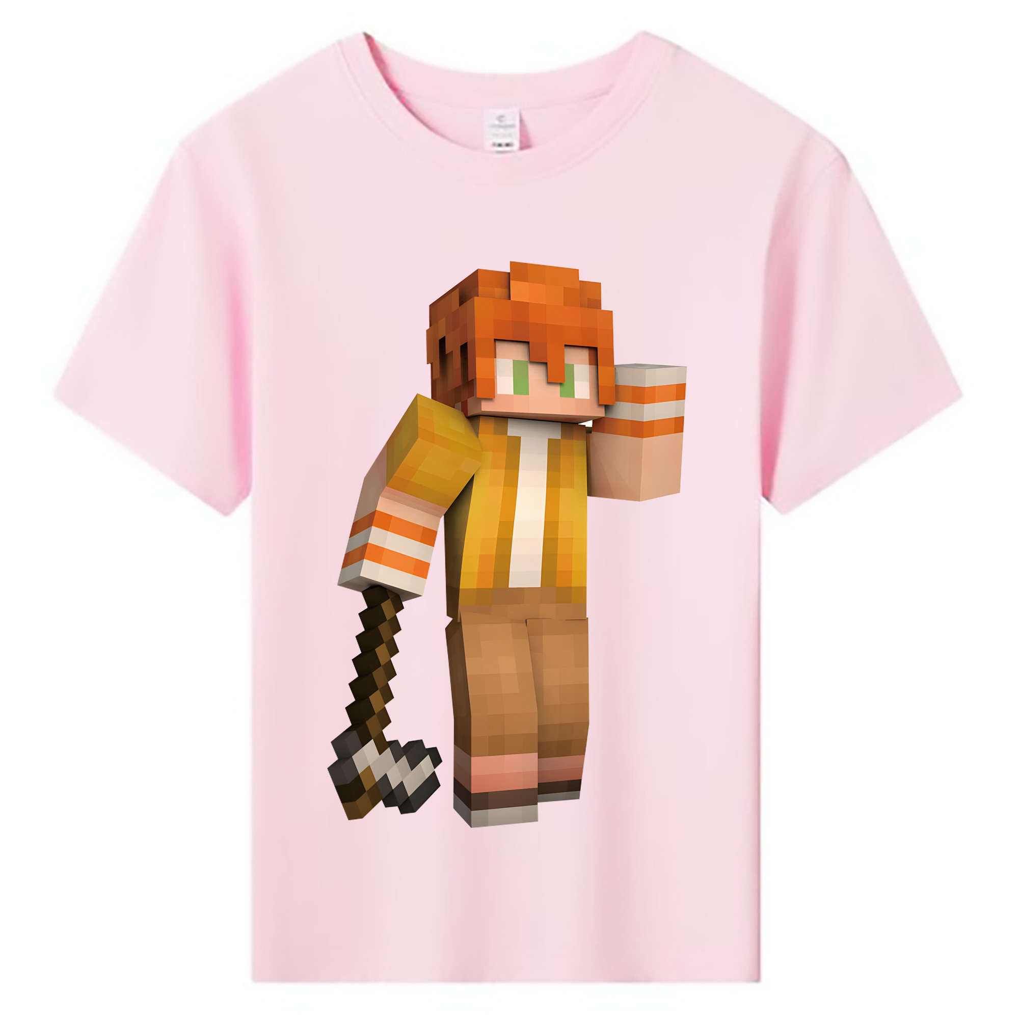 （画像用） マインクラフト ブロックの世界 Minecraft MC Block world 綿100％キッズTシャツ（フロントプリント）