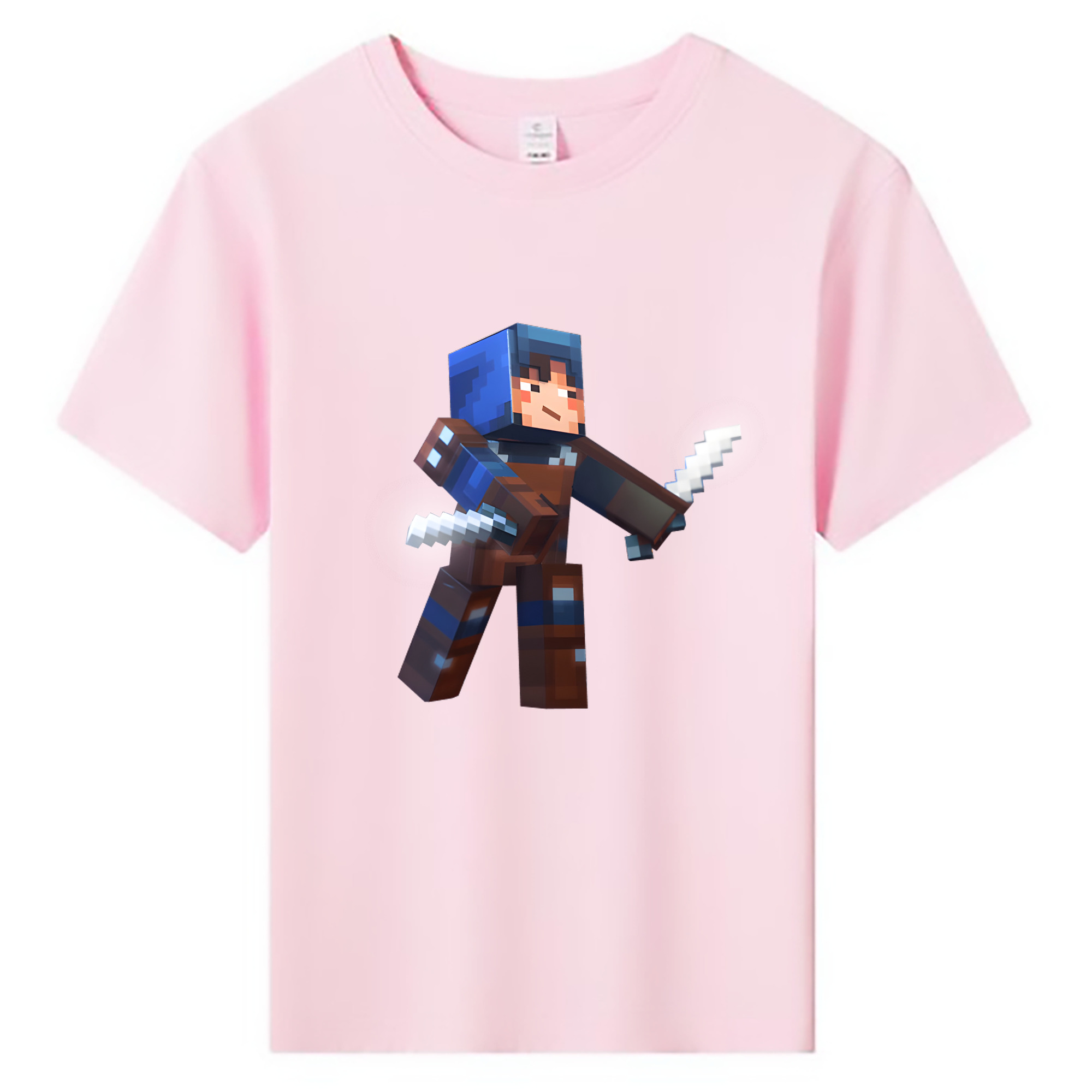 （画像用） マインクラフト ブロックの世界 Minecraft MC Block world 綿100％キッズTシャツ（フロントプリント）