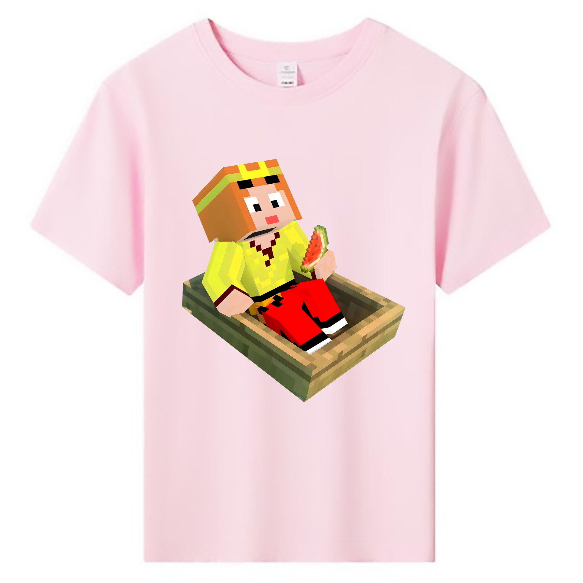（画像用） マインクラフト ブロックの世界 Minecraft MC Block world 綿100％キッズTシャツ（フロントプリント）