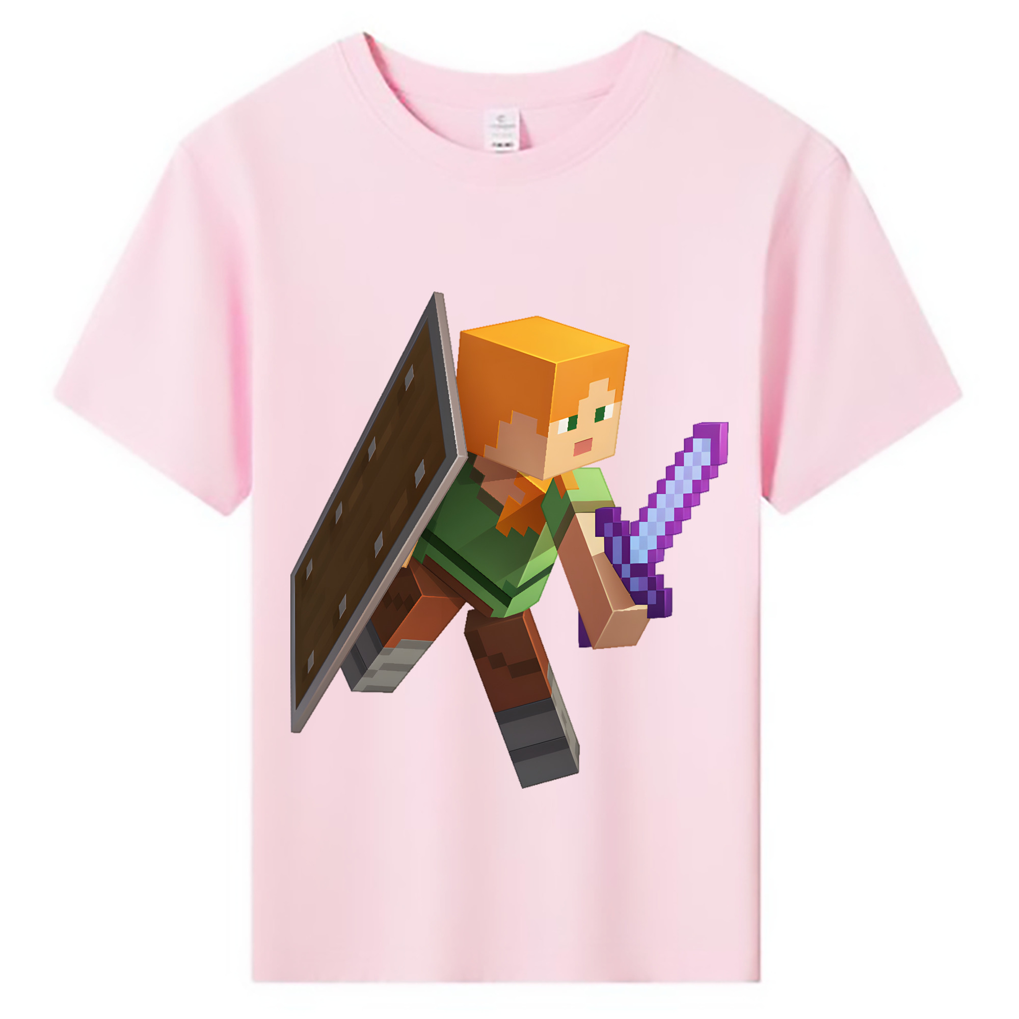 （画像用） マインクラフト ブロックの世界 Minecraft MC Block world 綿100％キッズTシャツ（フロントプリント）