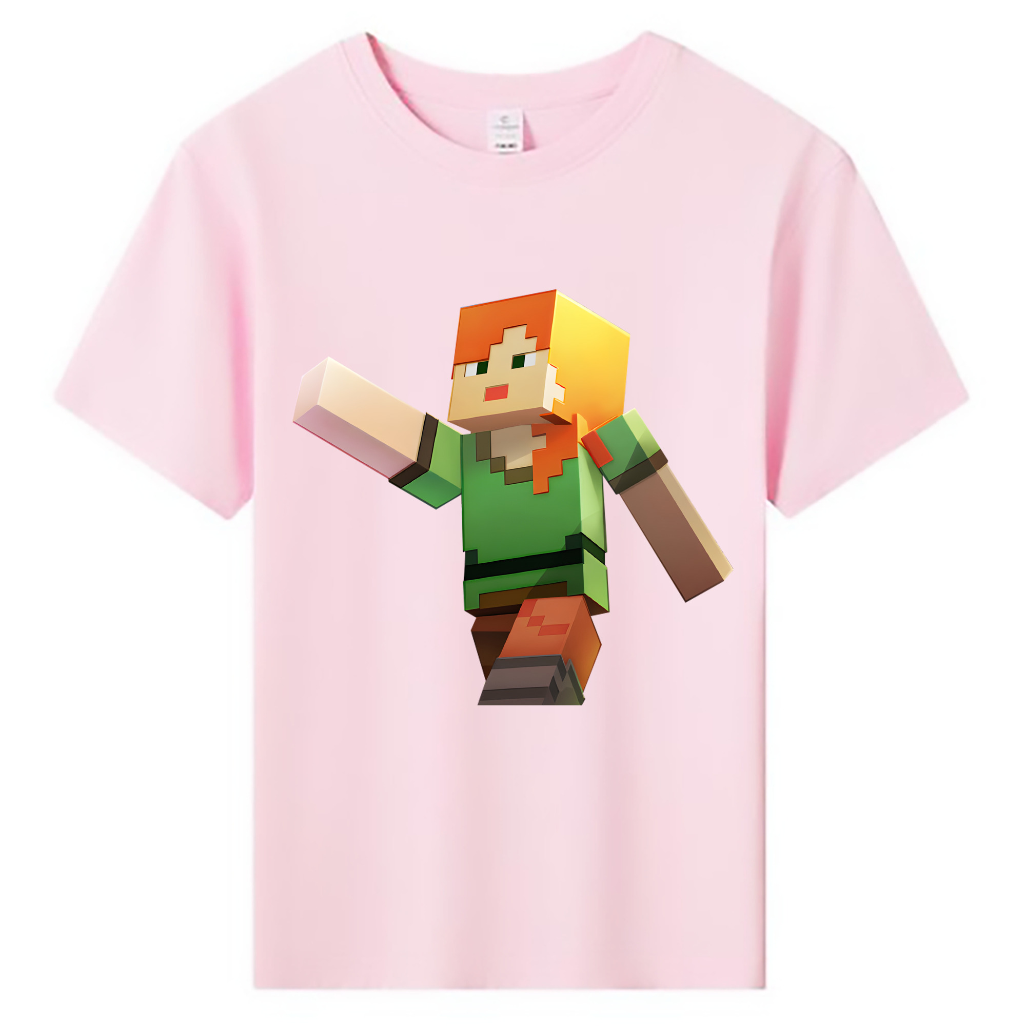 （画像用） マインクラフト ブロックの世界 Minecraft MC Block world 綿100％キッズTシャツ（フロントプリント）