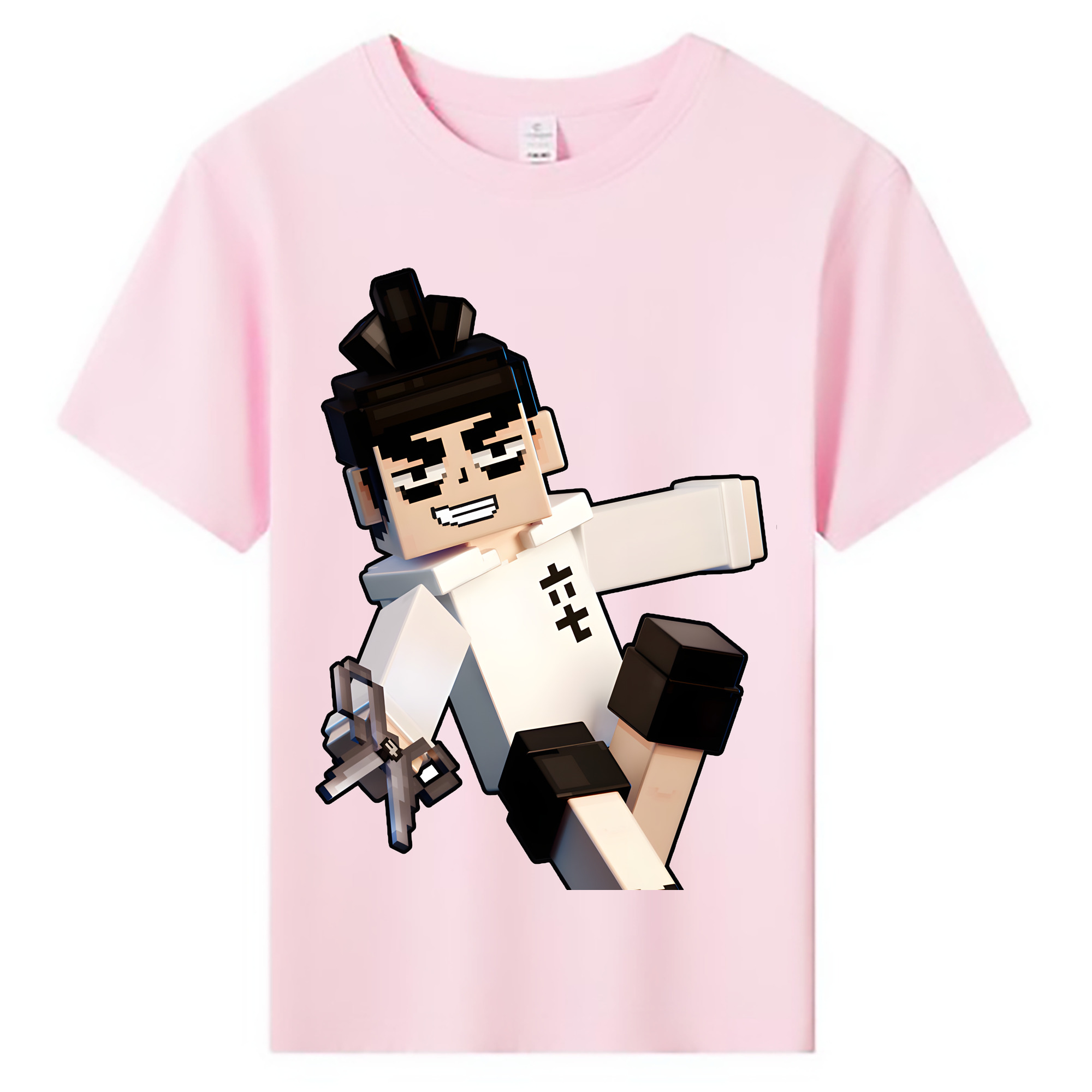 （画像用） マインクラフト ブロックの世界 Minecraft MC Block world 綿100％キッズTシャツ（フロントプリント）