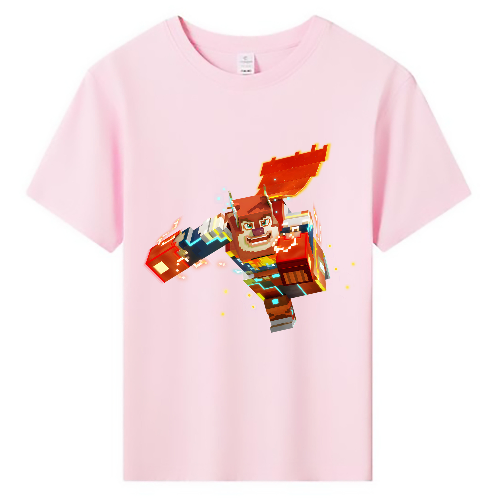 （画像用） マインクラフト ブロックの世界 Minecraft MC Block world 綿100％キッズTシャツ（フロントプリント）