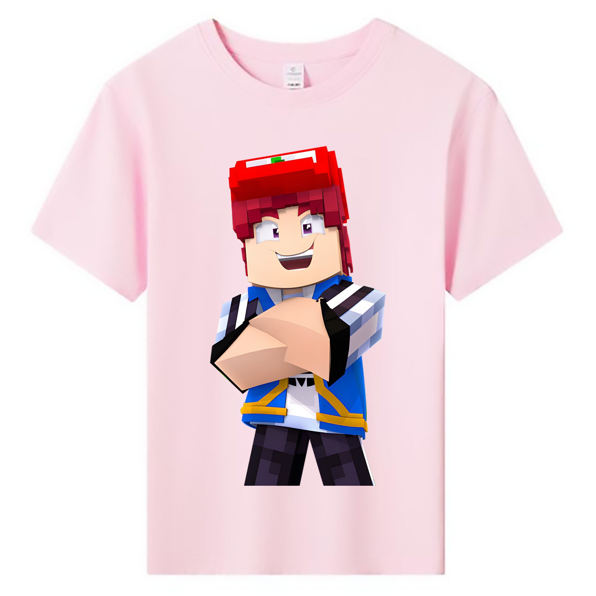 （画像用） マインクラフト ブロックの世界 Minecraft MC Block world 綿100％キッズTシャツ（フロントプリント）