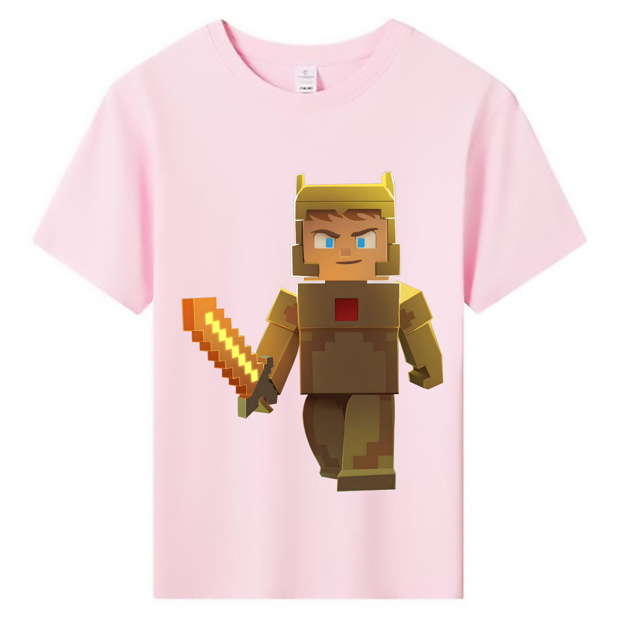 （画像用） マインクラフト ブロックの世界 Minecraft MC Block world 綿100％キッズTシャツ（フロントプリント）