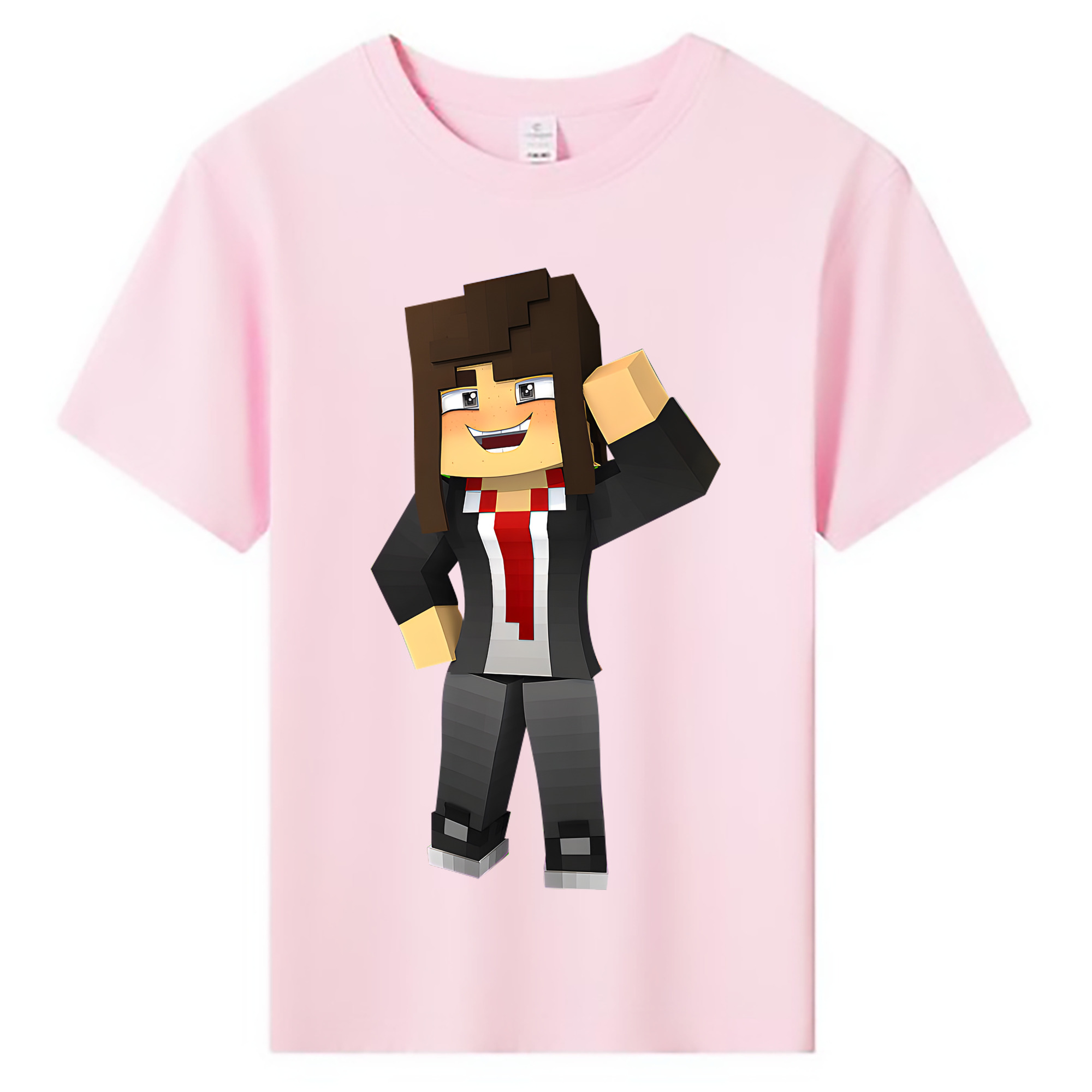 （画像用） マインクラフト ブロックの世界 Minecraft MC Block world 綿100％キッズTシャツ（フロントプリント）