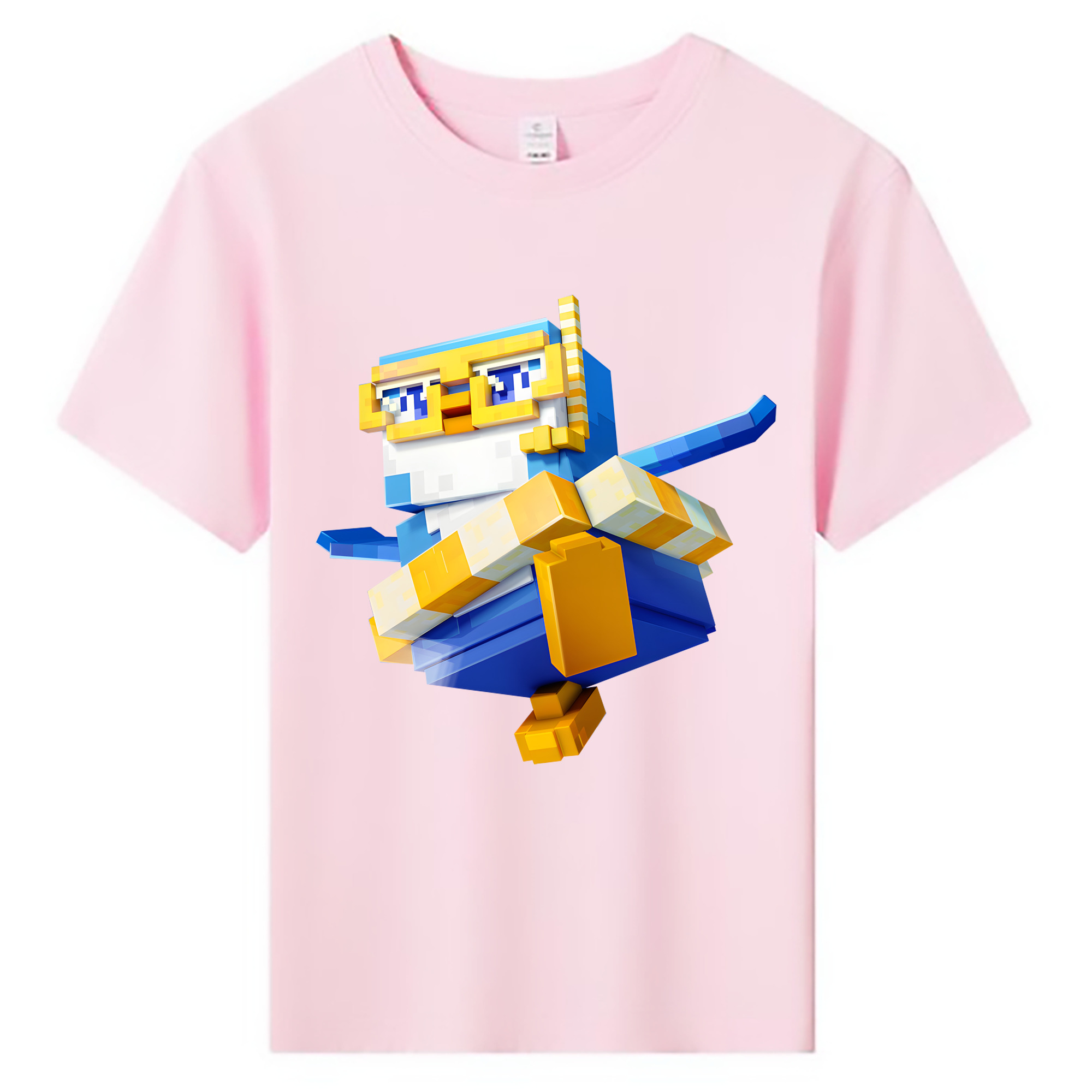 （画像用） マインクラフト ブロックの世界 Minecraft MC Block world 綿100％キッズTシャツ（フロントプリント）