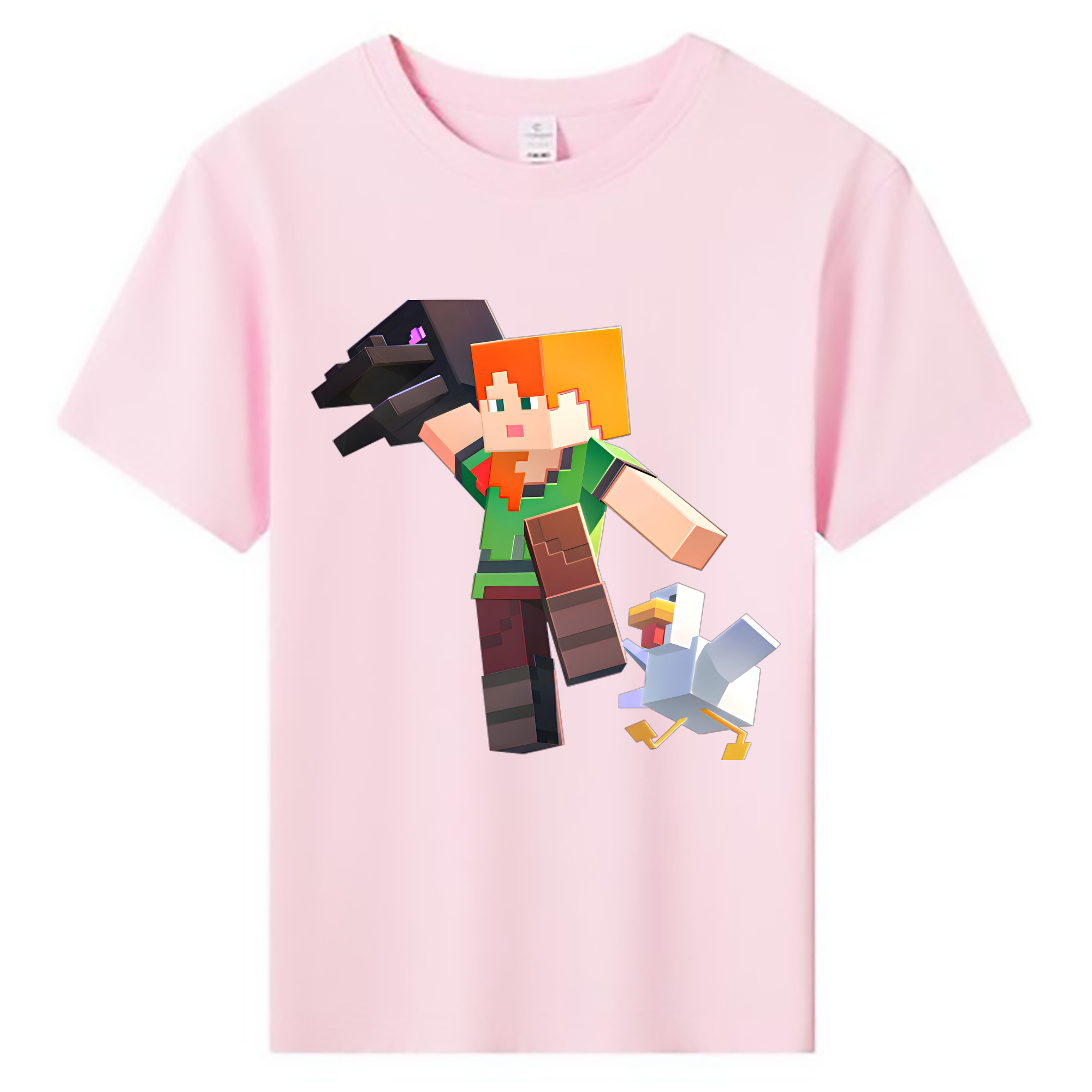 （画像用） マインクラフト ブロックの世界 Minecraft MC Block world 綿100％キッズTシャツ（フロントプリント）