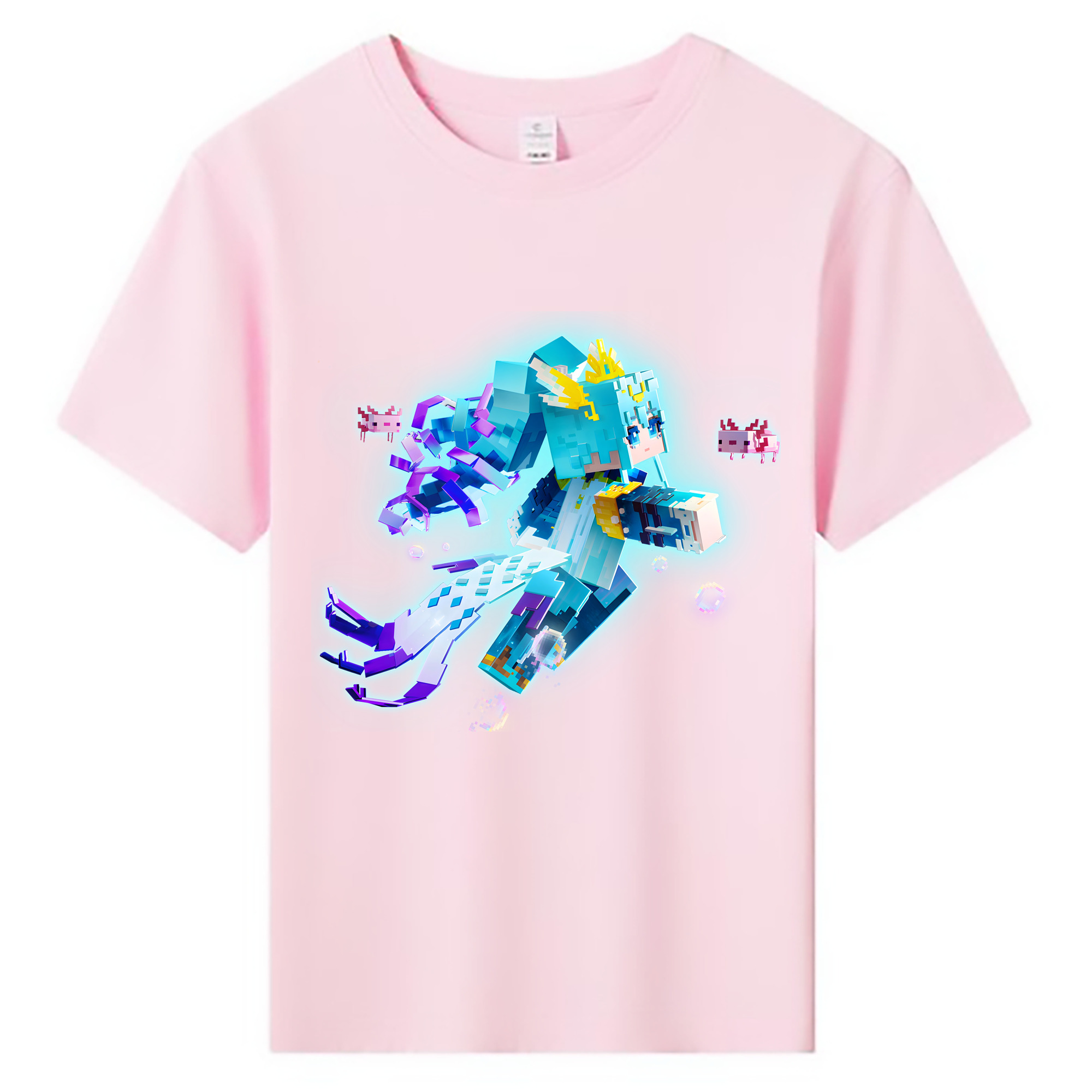 （画像用） マインクラフト ブロックの世界 Minecraft MC Block world 綿100％キッズTシャツ（フロントプリント）