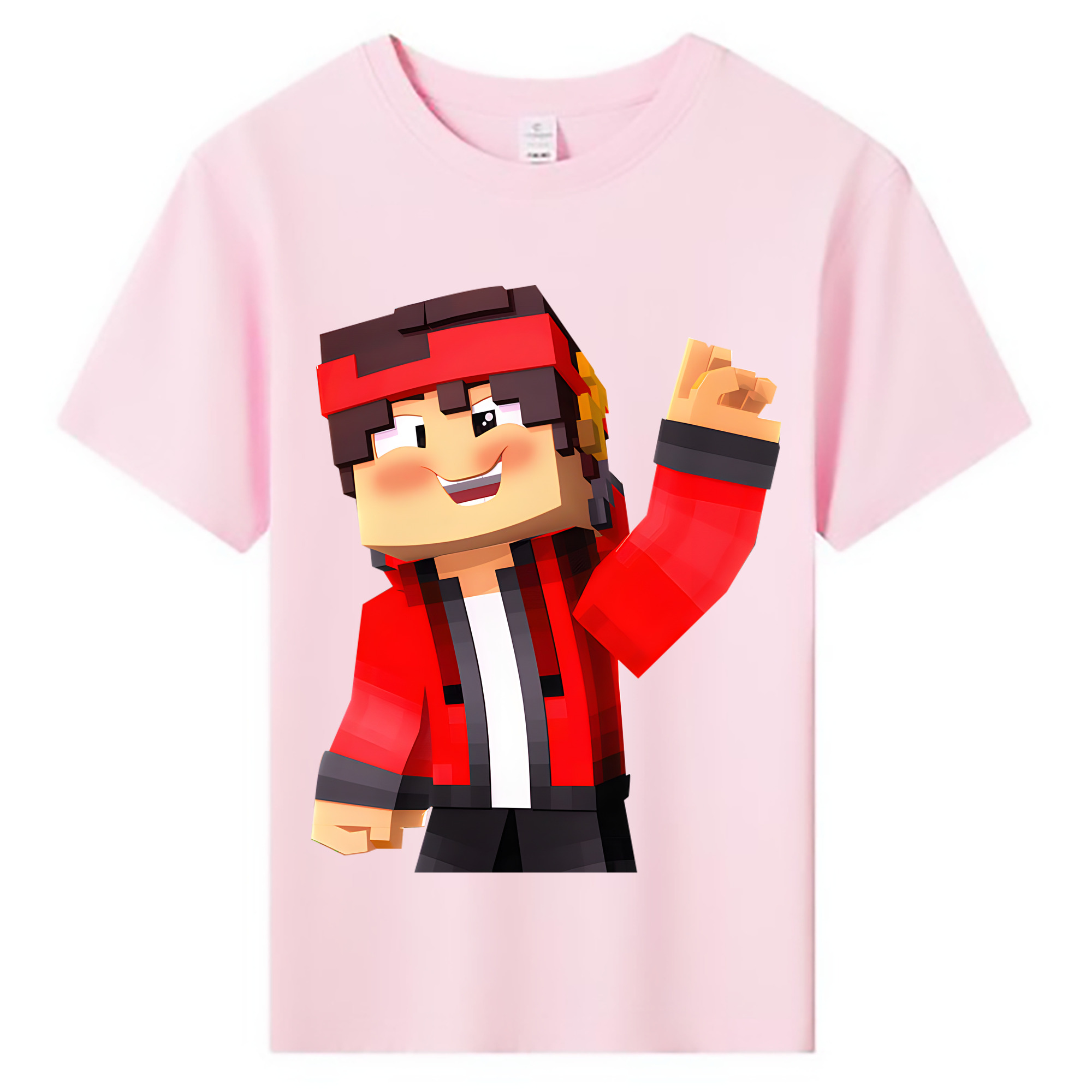 （画像用） マインクラフト ブロックの世界 Minecraft MC Block world 綿100％キッズTシャツ（フロントプリント）
