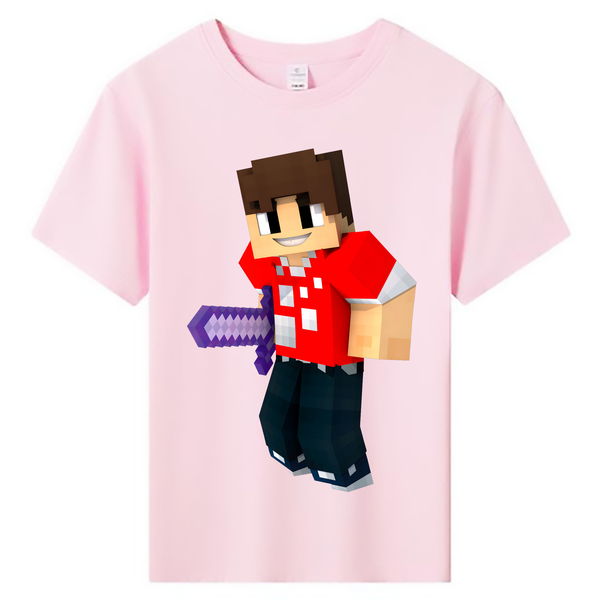 （画像用） マインクラフト ブロックの世界 Minecraft MC Block world 綿100％キッズTシャツ（フロントプリント）
