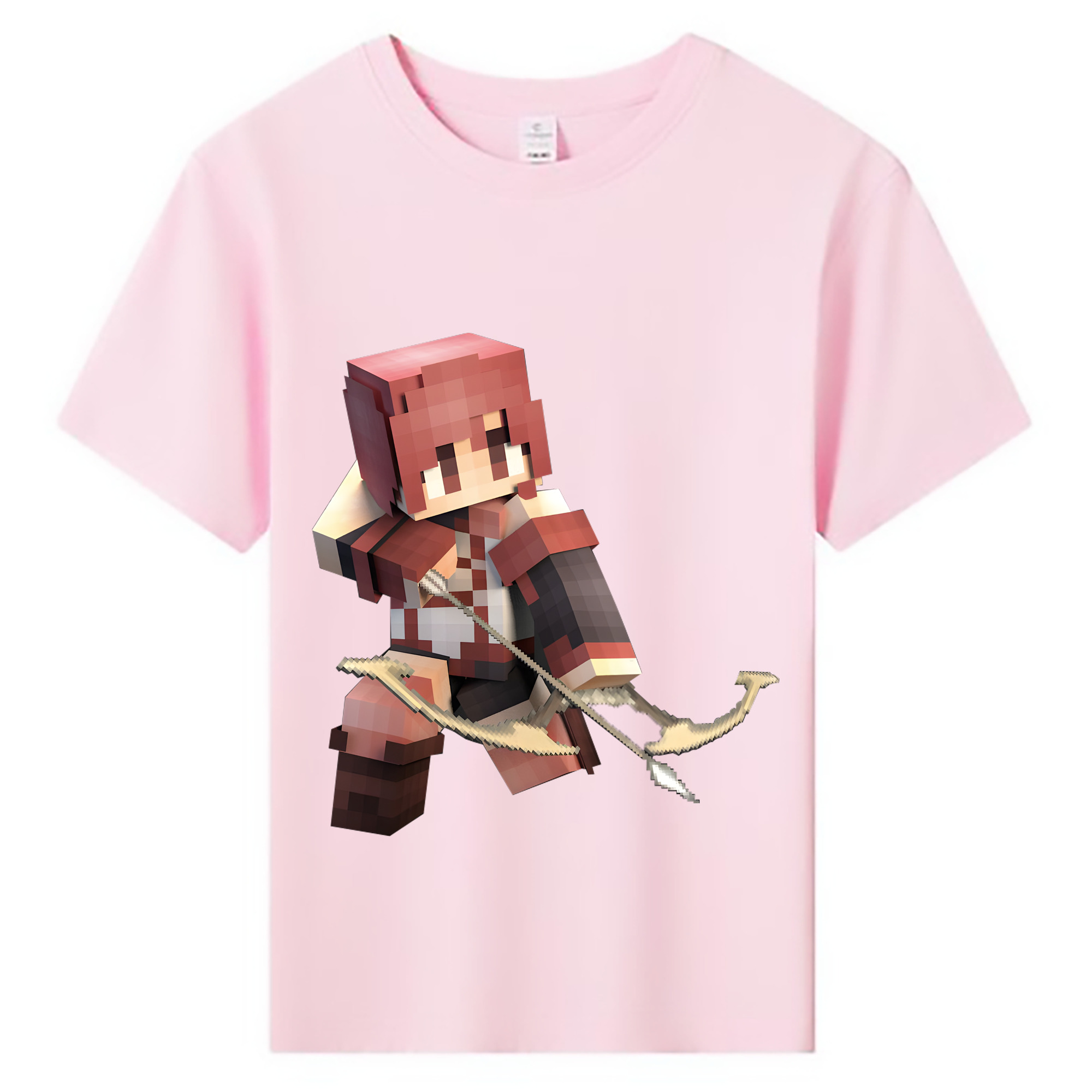（画像用） マインクラフト ブロックの世界 Minecraft MC Block world 綿100％キッズTシャツ（フロントプリント）