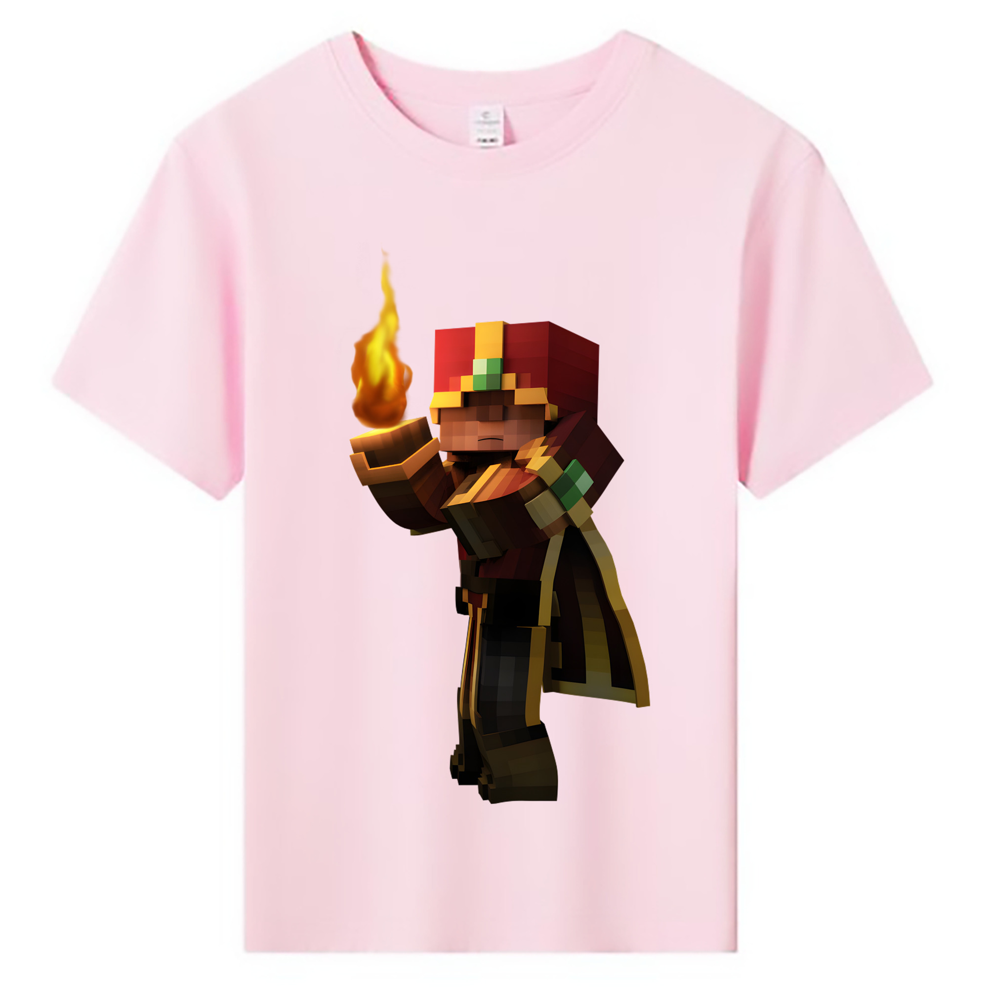 （画像用） マインクラフト ブロックの世界 Minecraft MC Block world 綿100％キッズTシャツ（フロントプリント）